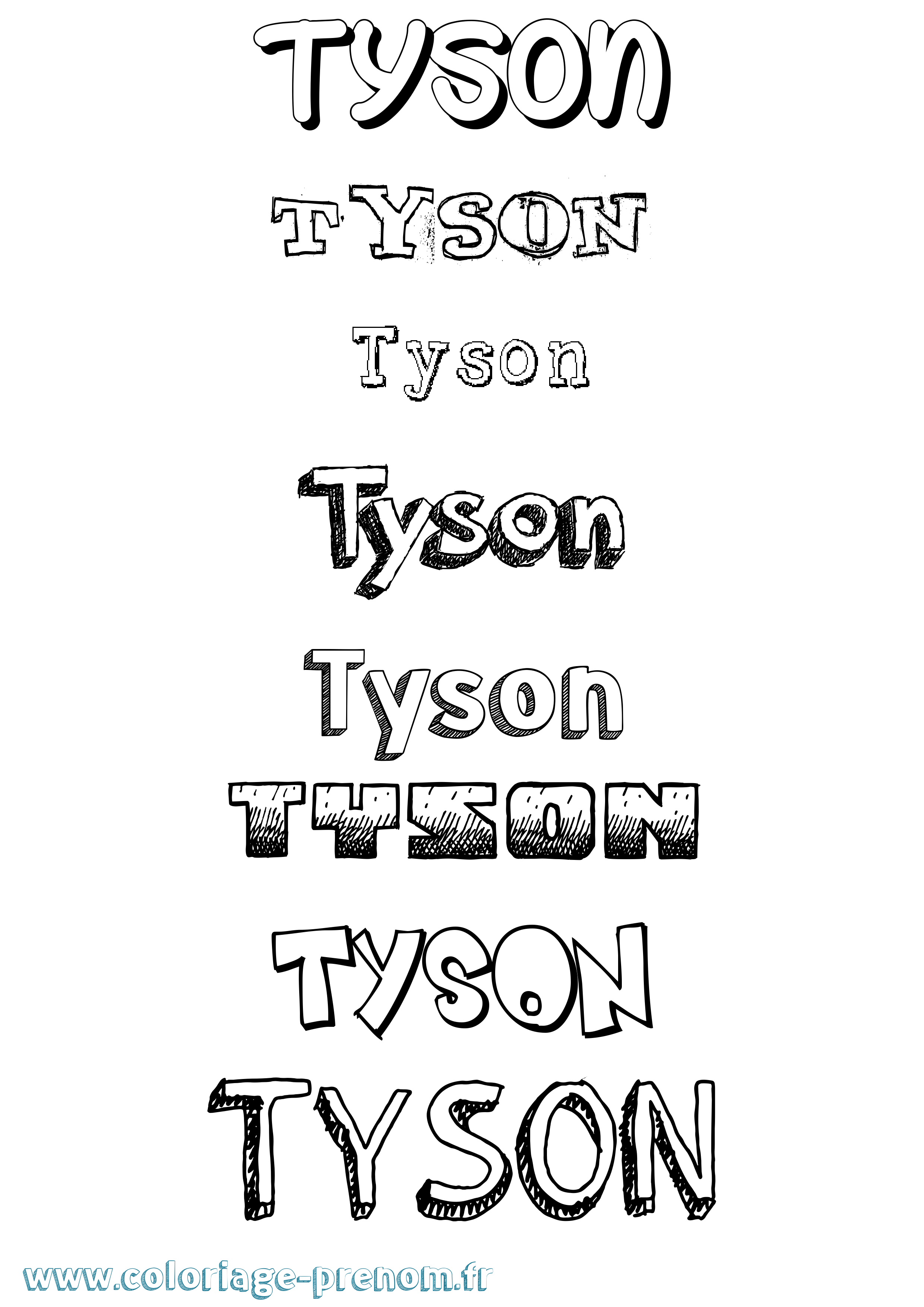 Coloriage Tyson Dessiné Coloriage prénom Tyson Dessiné