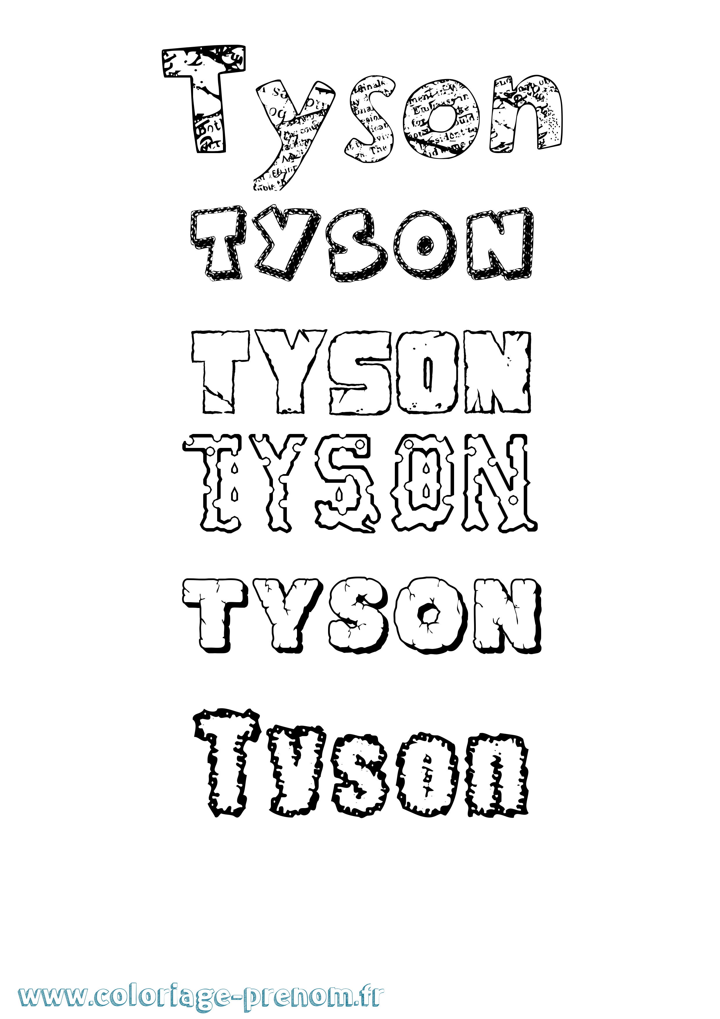 Coloriage Tyson Destructuré Coloriage prénom Tyson Destructuré