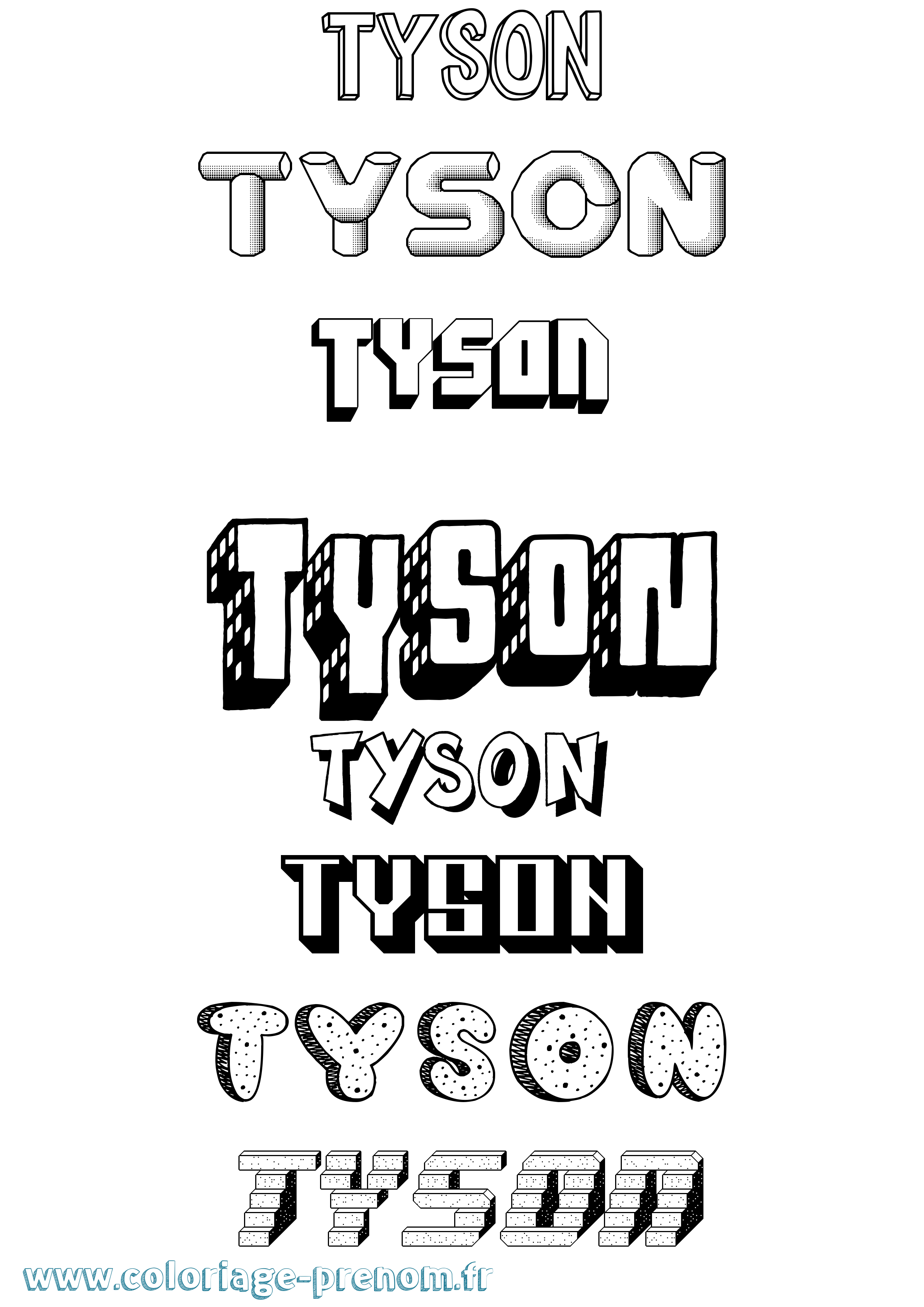Coloriage Tyson Effet 3D Coloriage prénom Tyson Effet 3D