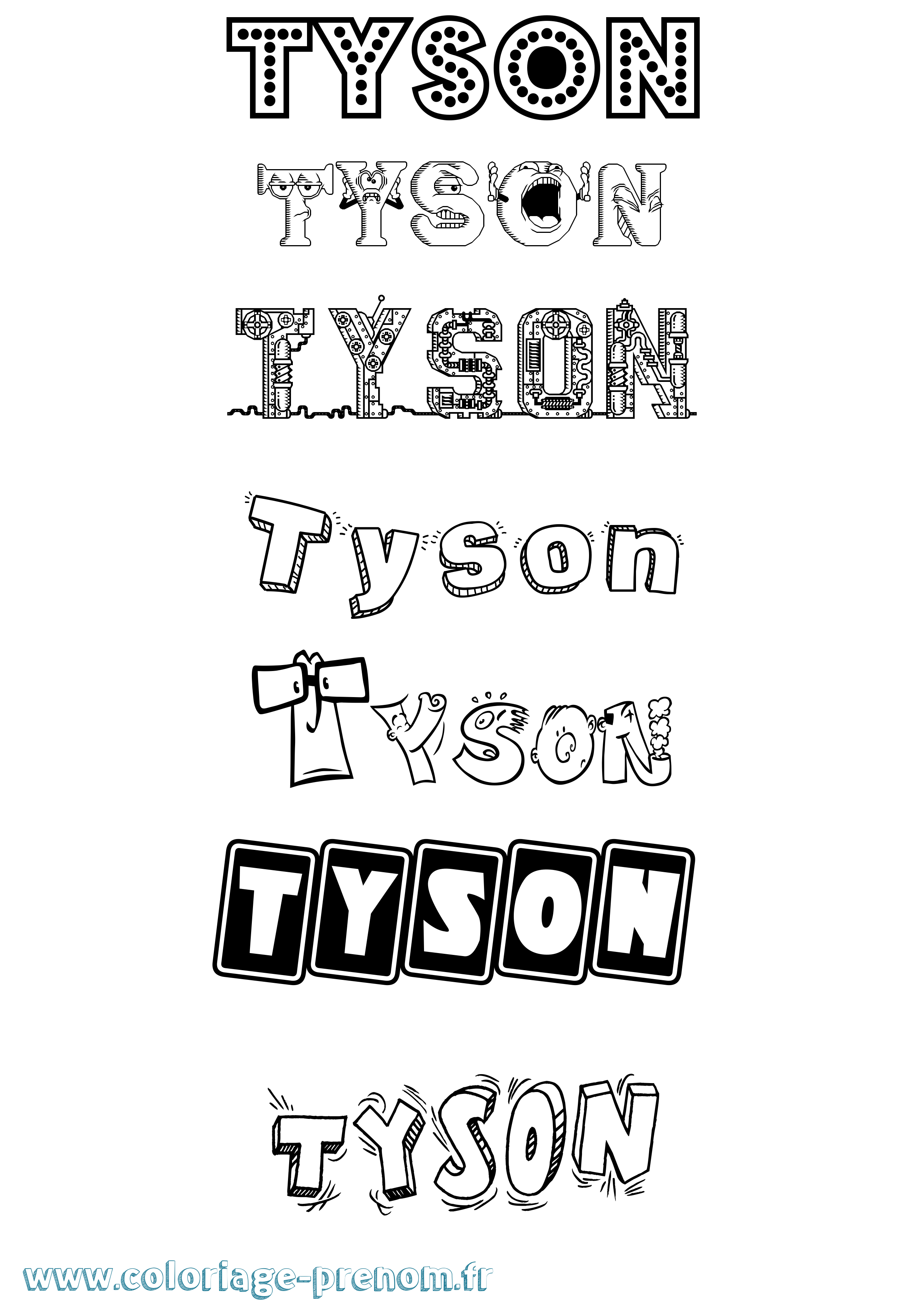 Coloriage Tyson Fun Coloriage prénom Tyson Fun