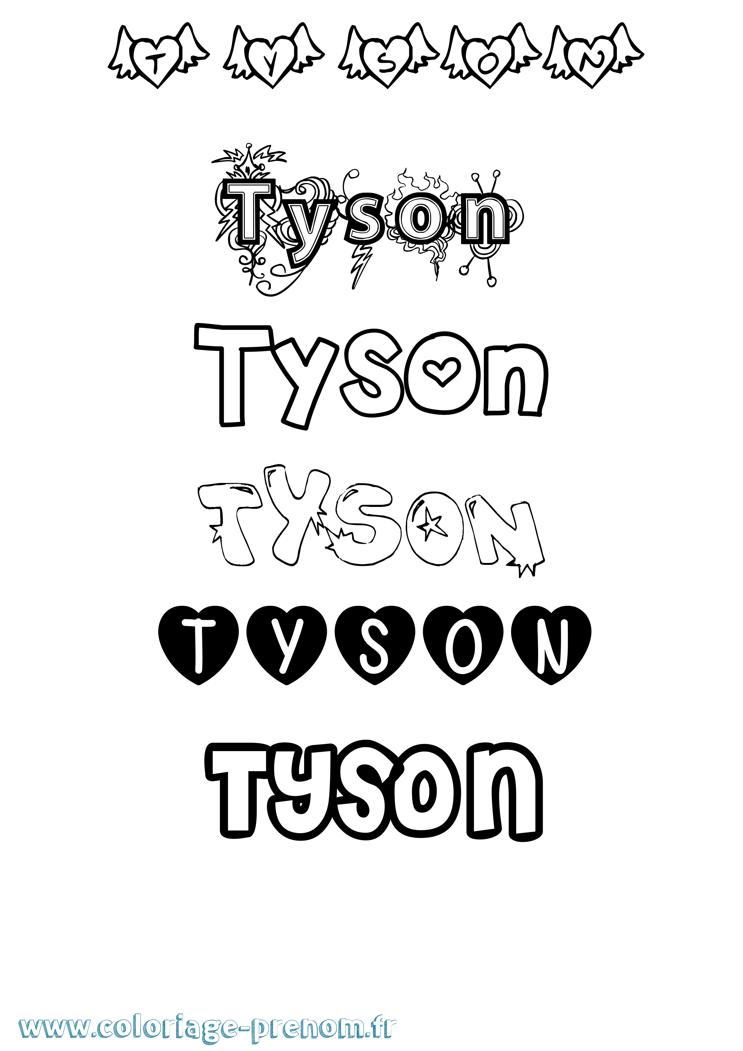 Coloriage Tyson Girly Coloriage prénom Tyson Girly