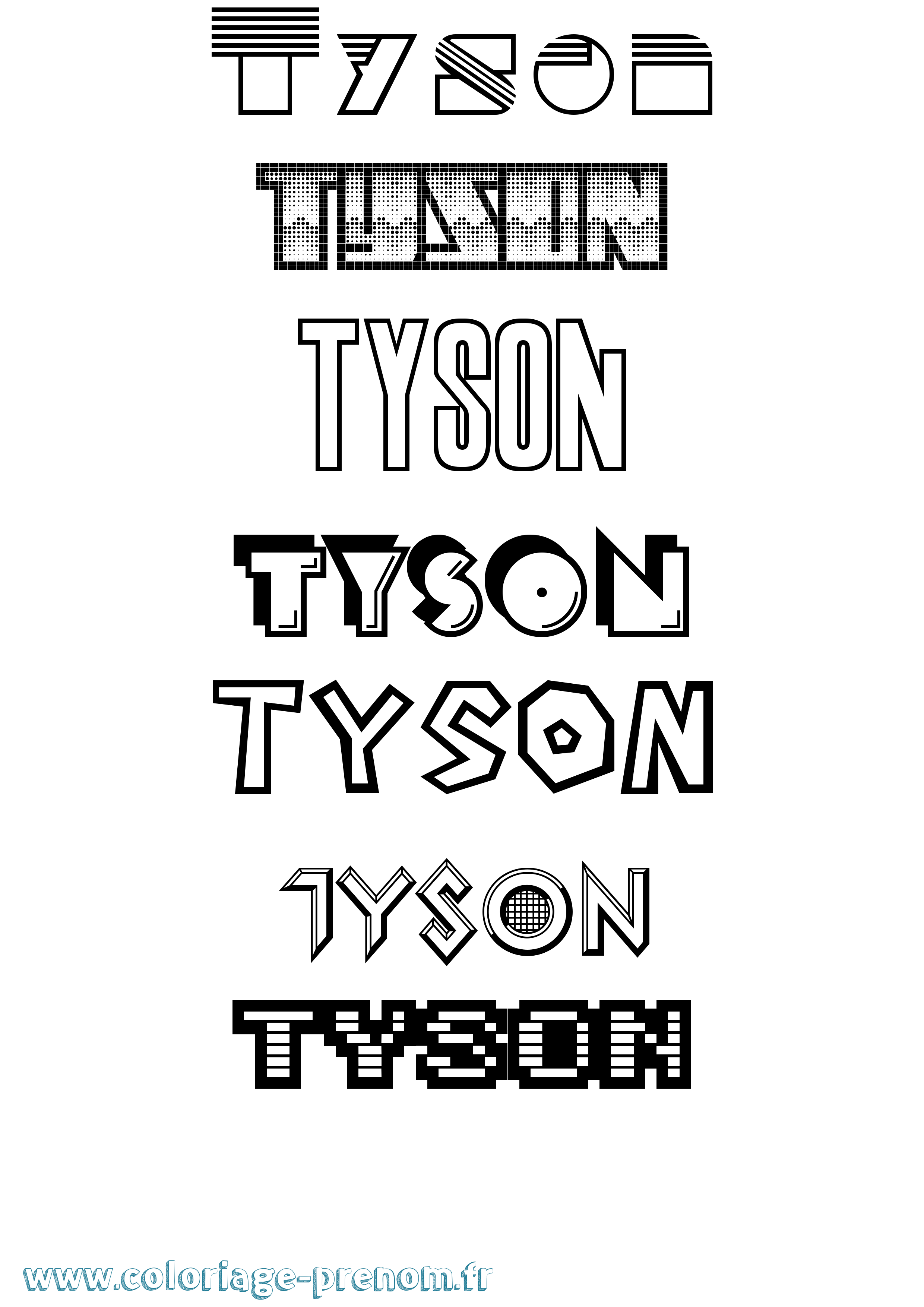 Coloriage Tyson Jeux Vidéos Coloriage prénom Tyson Jeux Vidéos
