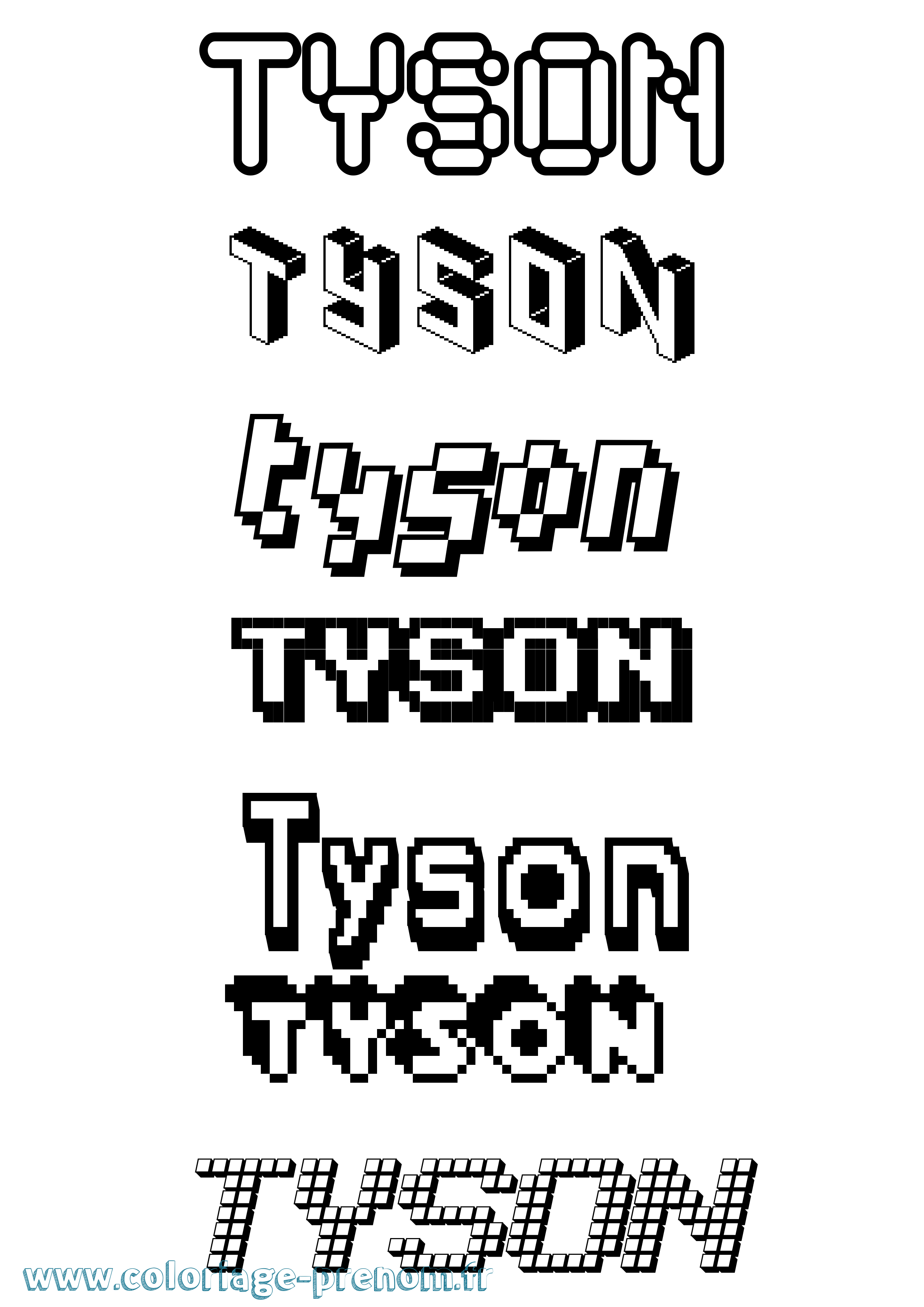 Coloriage Tyson Pixel Coloriage prénom Tyson Pixel