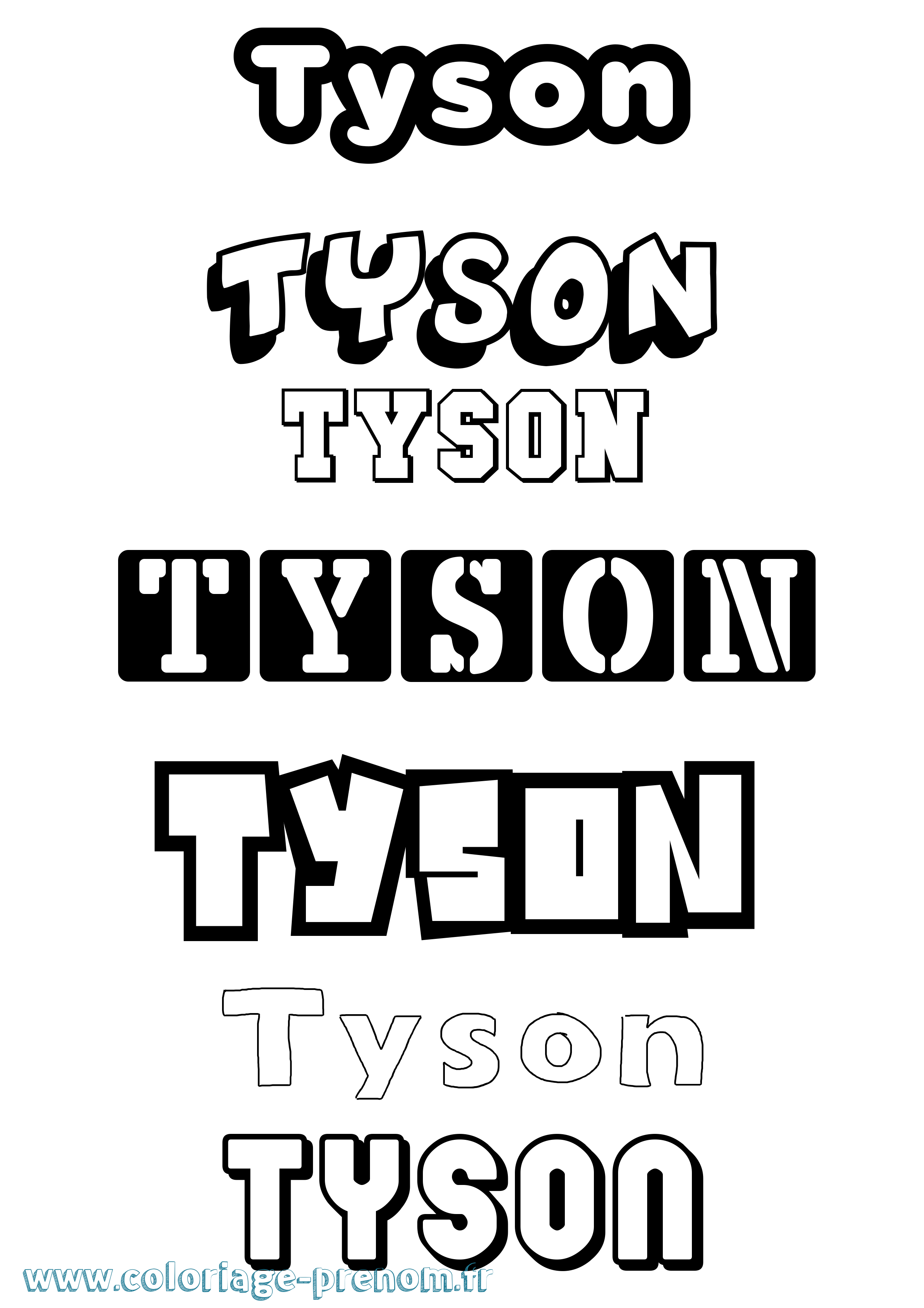 Coloriage Tyson Simple Coloriage prénom Tyson Simple