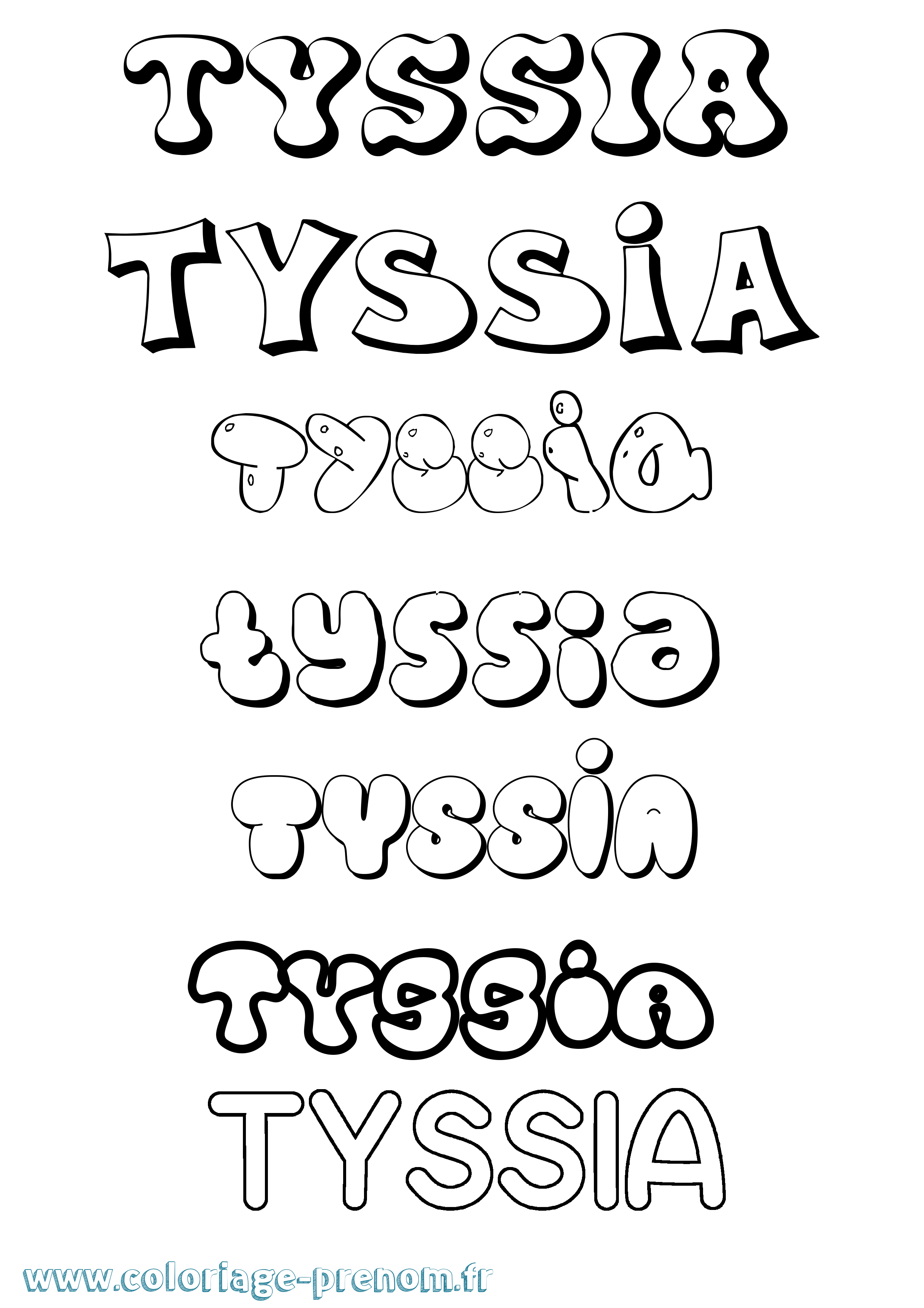 Coloriage Tyssia Bubble Coloriage prénom Tyssia Bubble