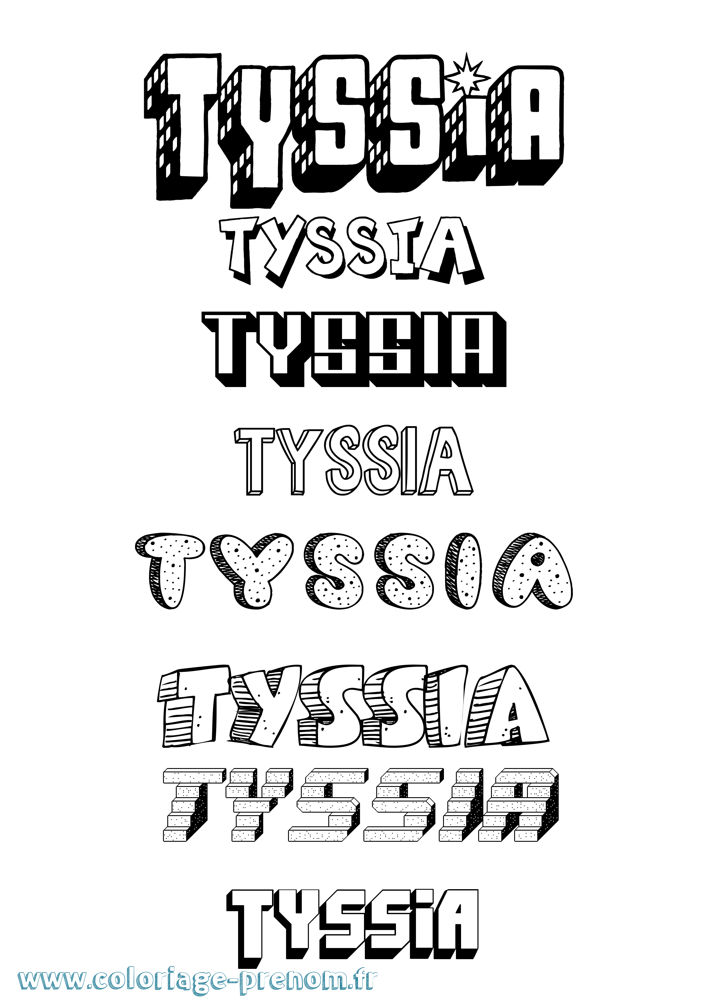 Coloriage Tyssia Effet 3D Coloriage prénom Tyssia Effet 3D