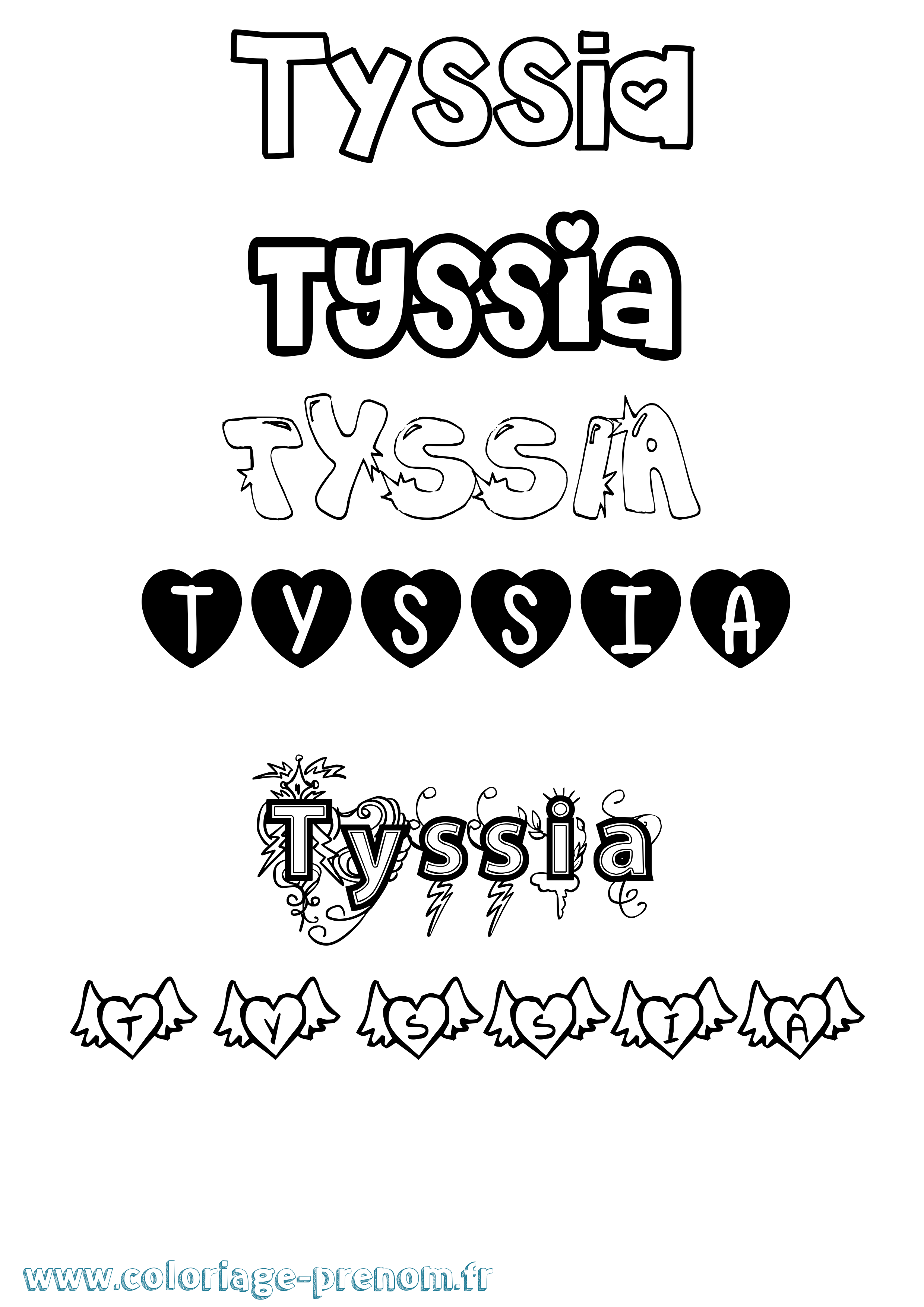Coloriage Tyssia Girly Coloriage prénom Tyssia Girly