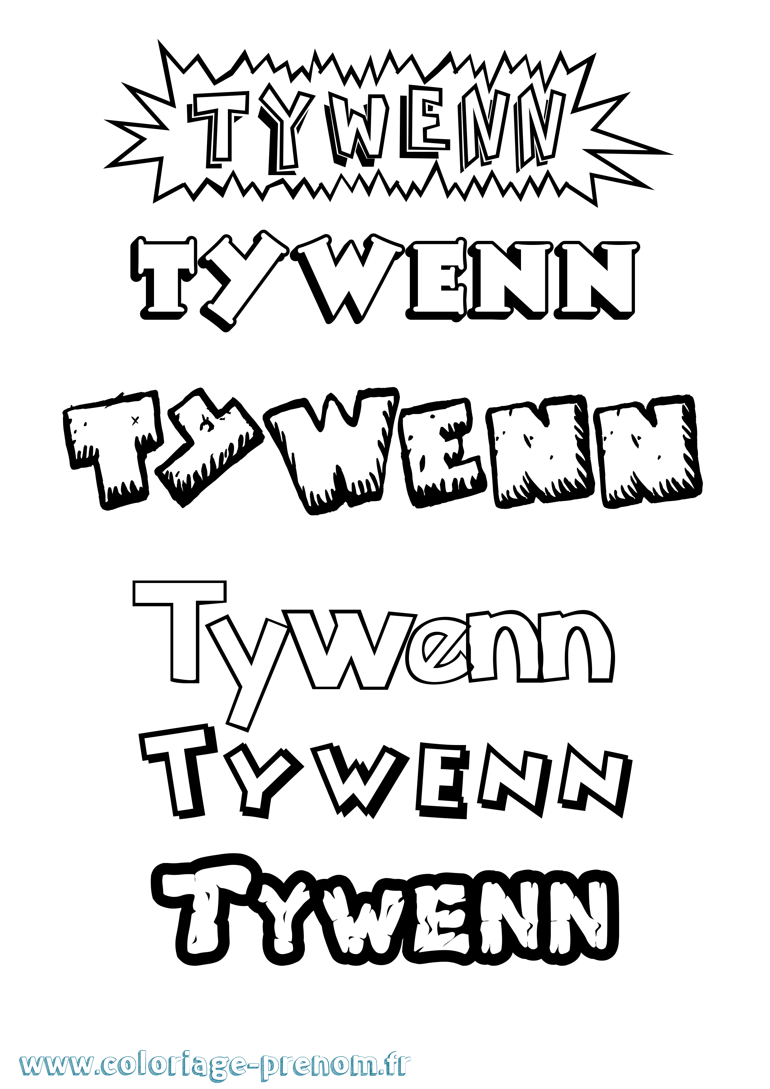 Coloriage Tywenn Dessin Animé Coloriage prénom Tywenn Dessin Animé