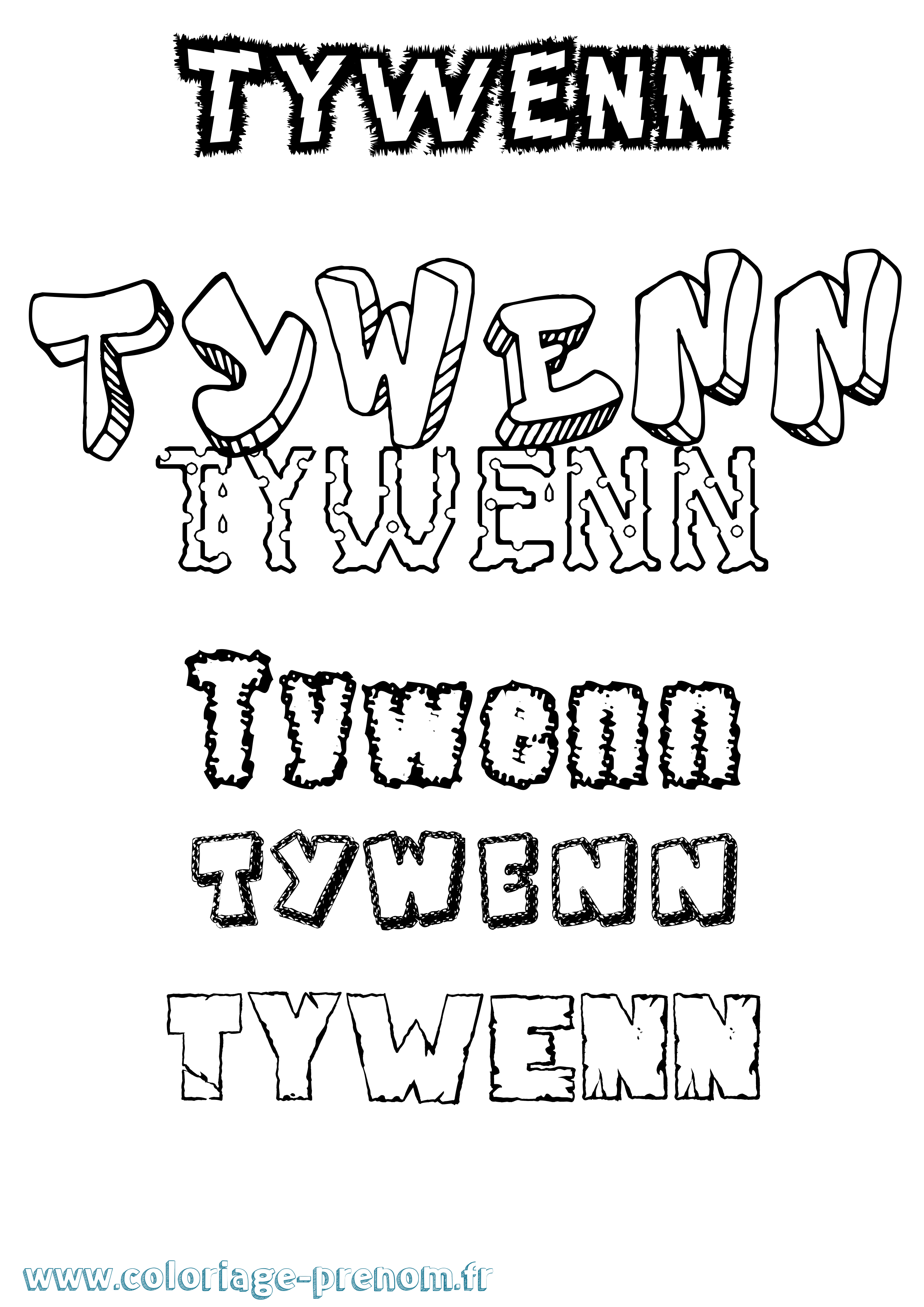 Coloriage Tywenn Destructuré Coloriage prénom Tywenn Destructuré