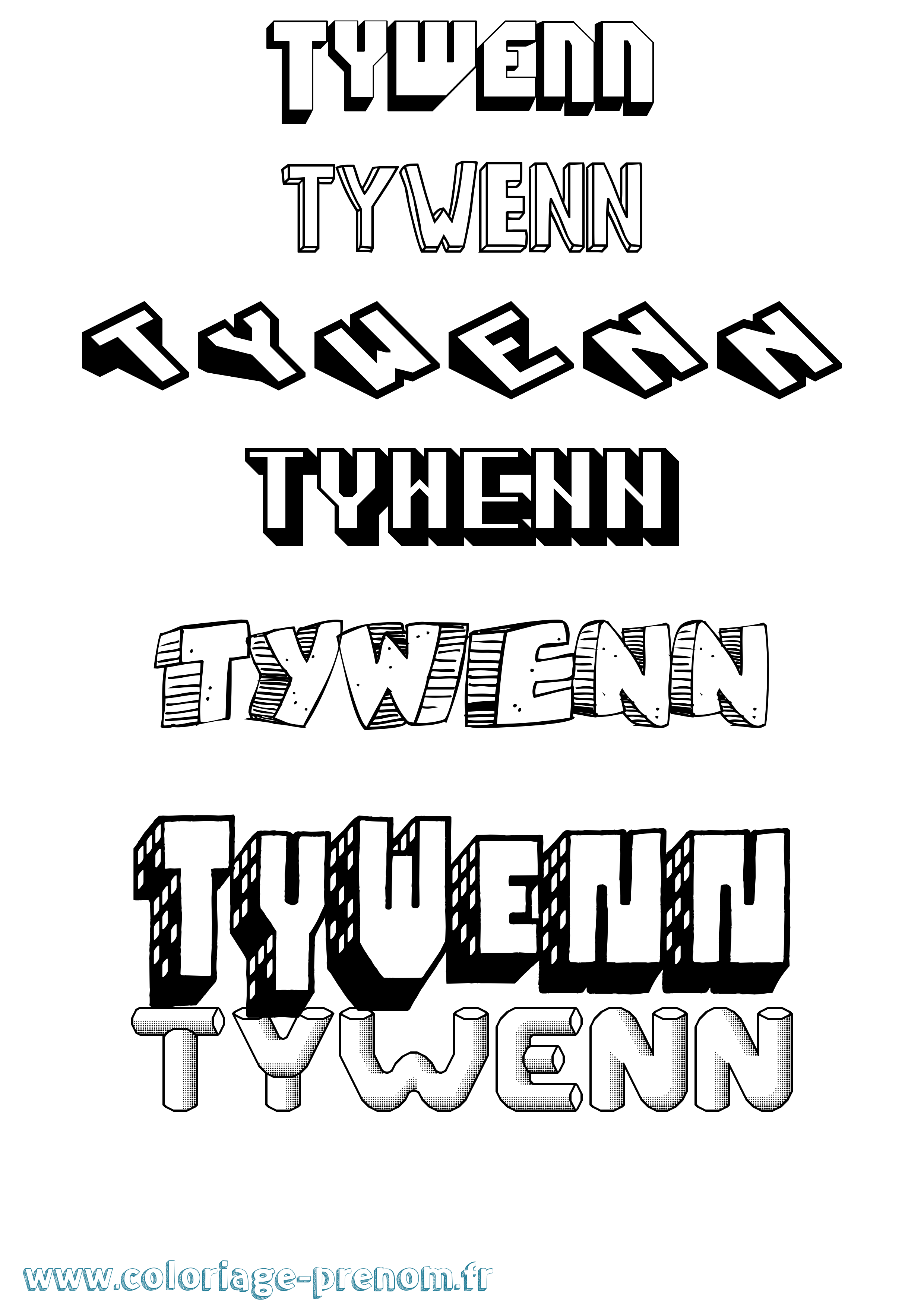 Coloriage Tywenn Effet 3D Coloriage prénom Tywenn Effet 3D