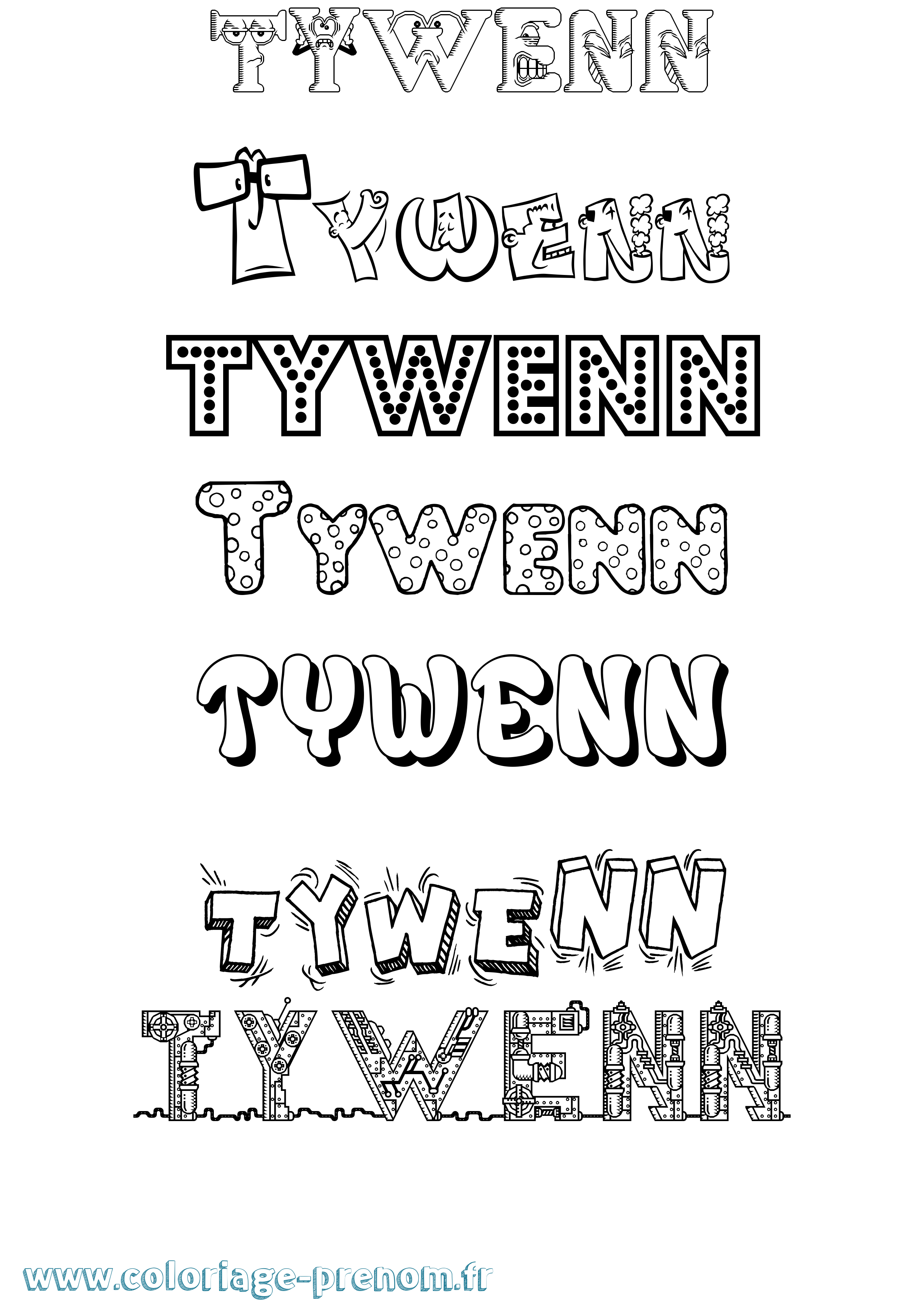 Coloriage Tywenn Fun Coloriage prénom Tywenn Fun