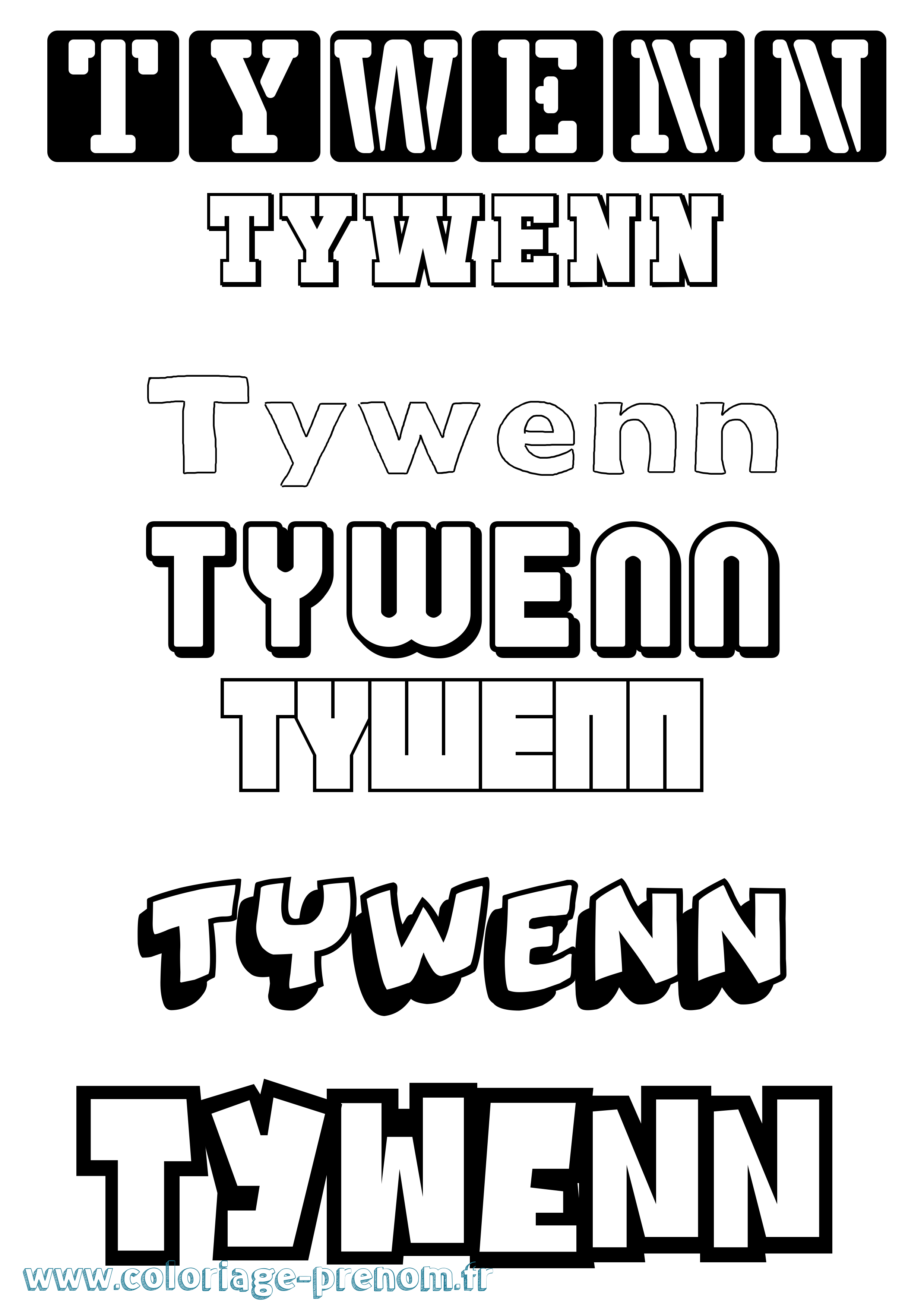 Coloriage Tywenn Simple Coloriage prénom Tywenn Simple