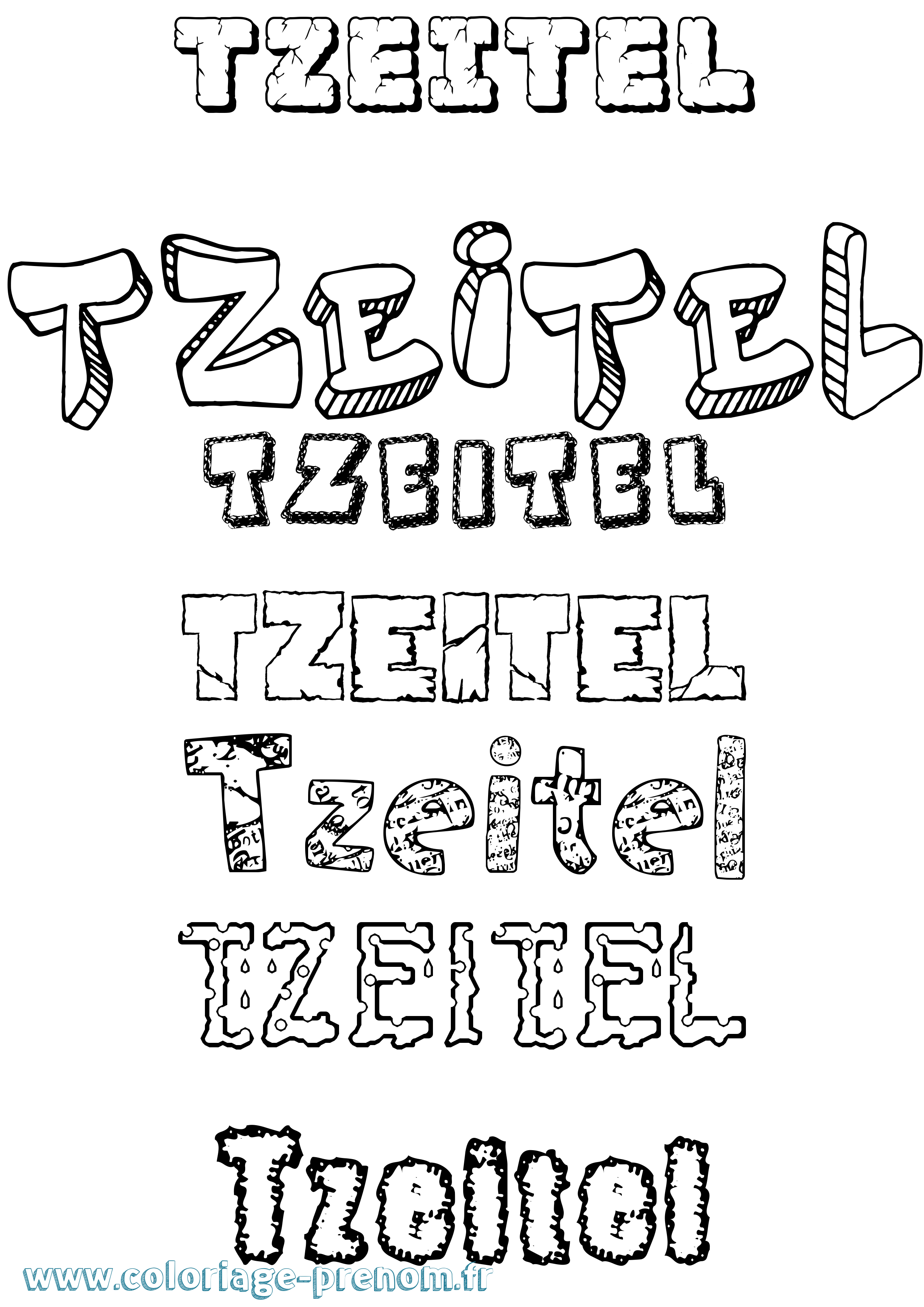 Coloriage Tzeitel Destructuré Coloriage prénom Tzeitel Destructuré