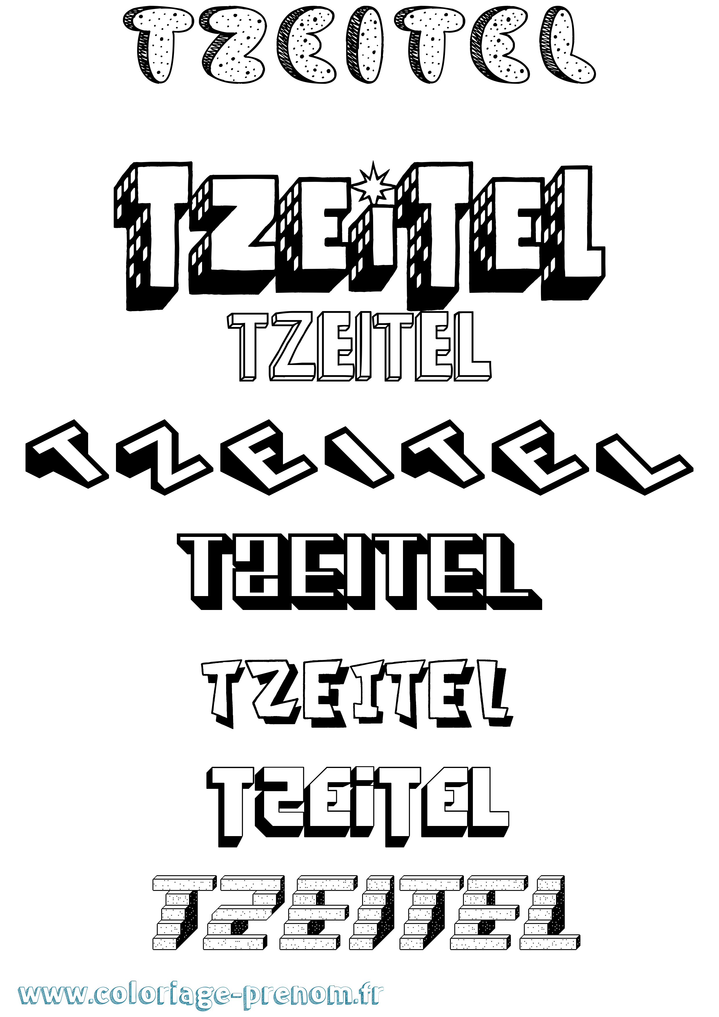 Coloriage Tzeitel Effet 3D Coloriage prénom Tzeitel Effet 3D