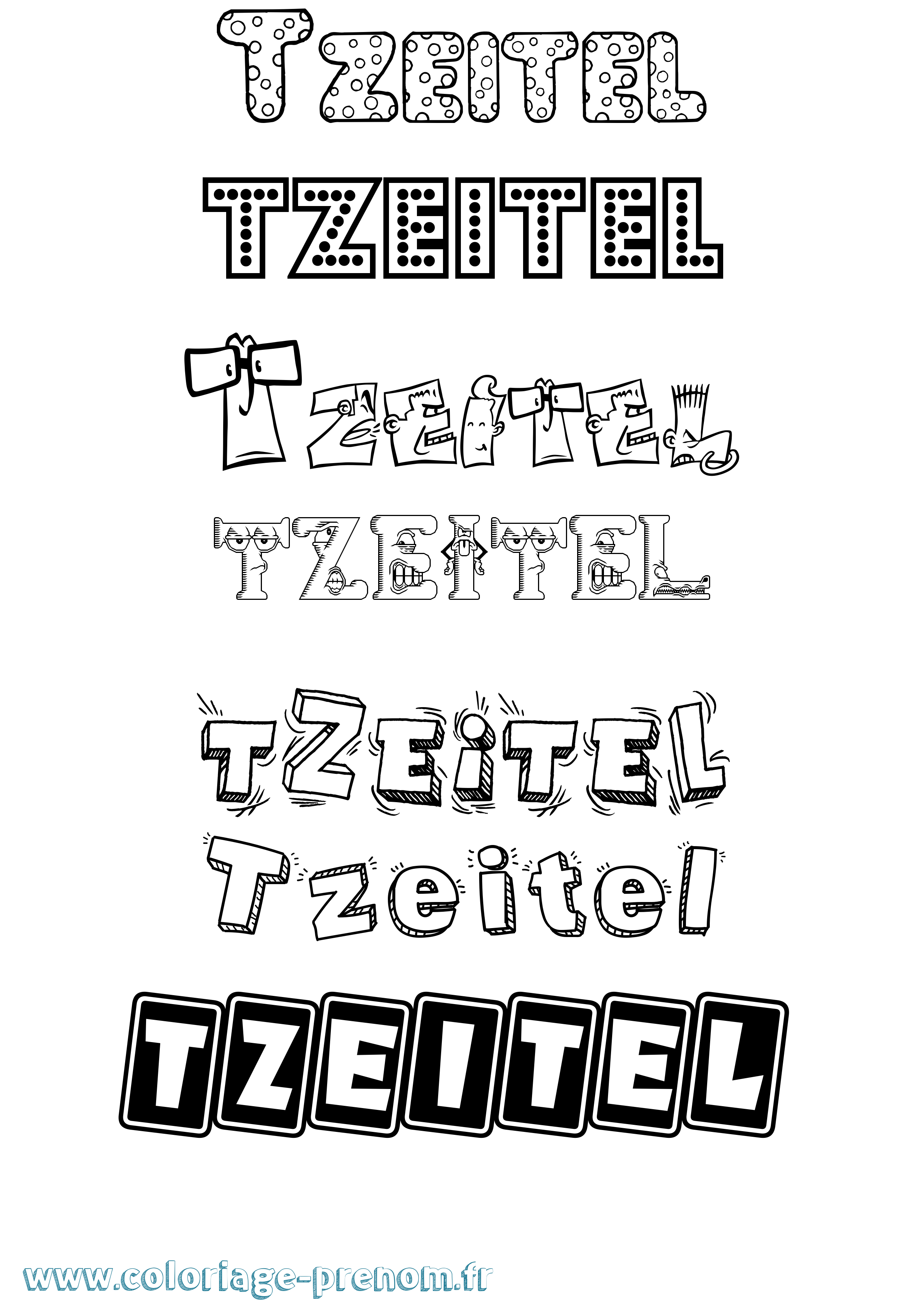 Coloriage Tzeitel Fun Coloriage prénom Tzeitel Fun