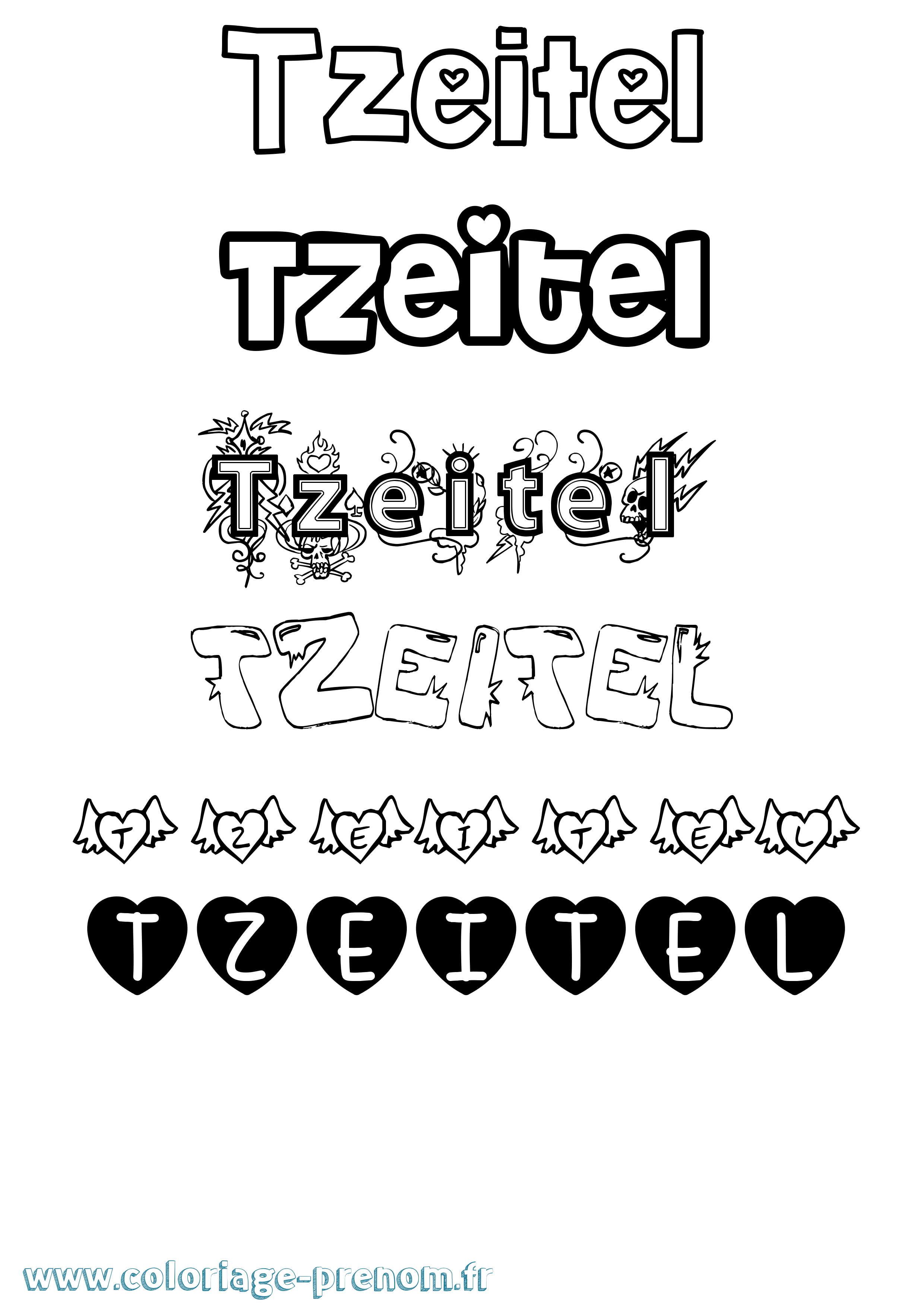 Coloriage Tzeitel Girly Coloriage prénom Tzeitel Girly