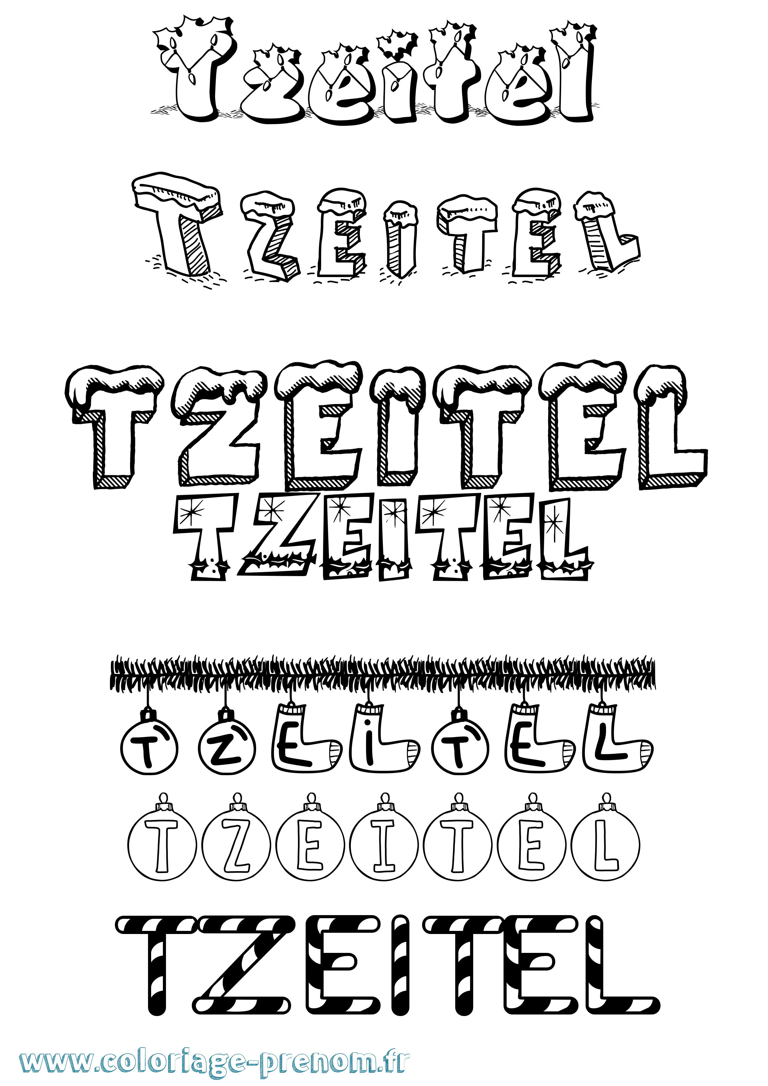 Coloriage Tzeitel Noël Coloriage prénom Tzeitel Noël