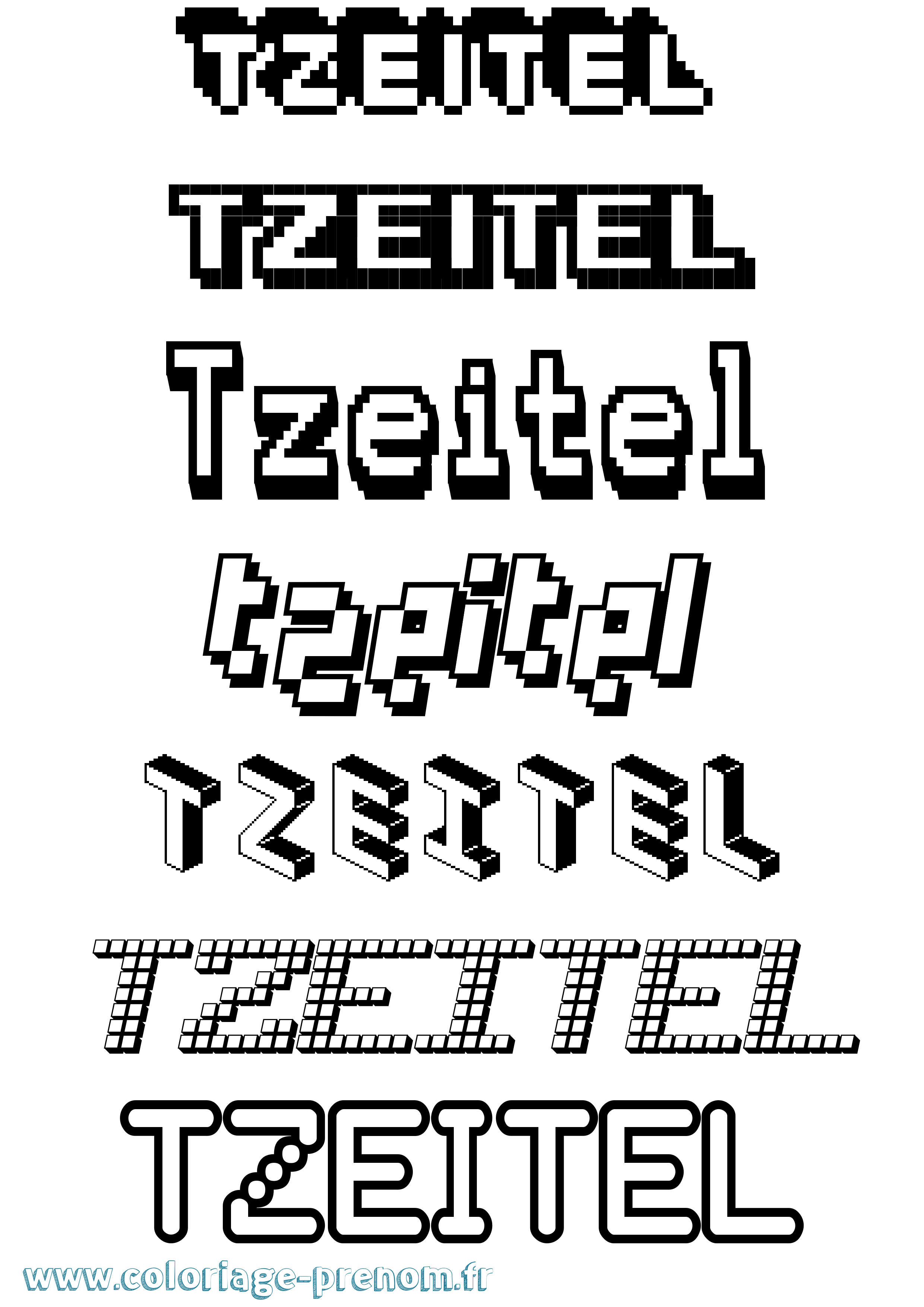 Coloriage Tzeitel Pixel Coloriage prénom Tzeitel Pixel