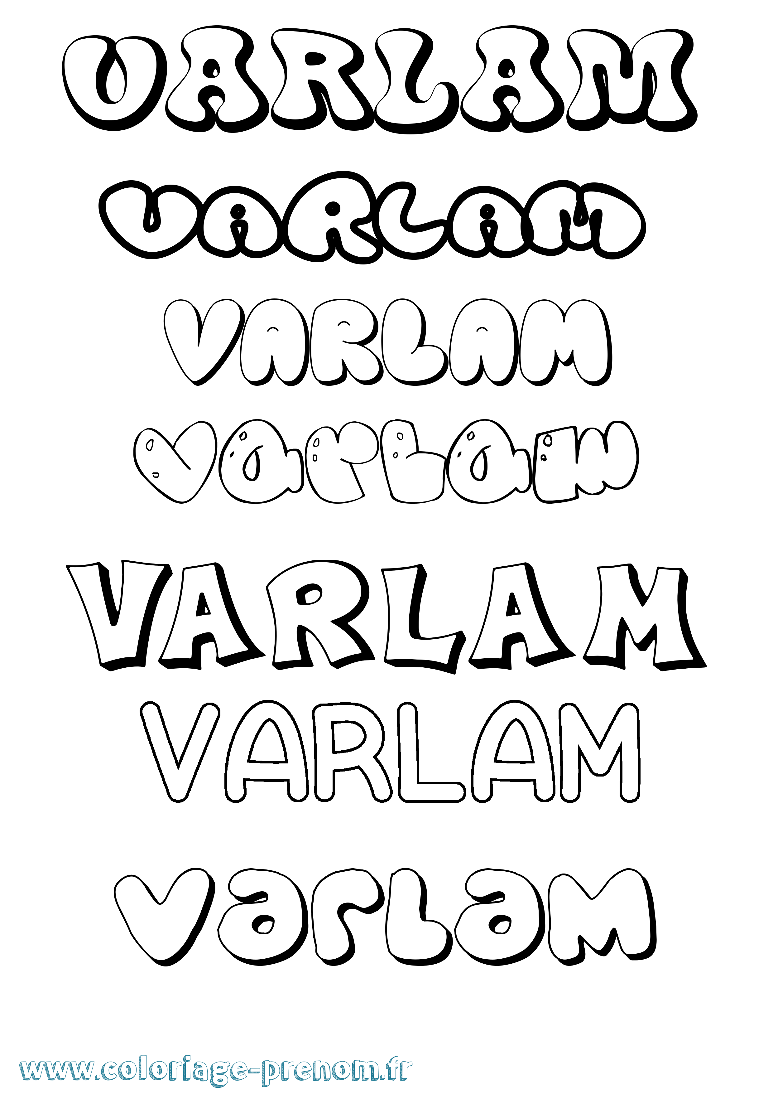 Coloriage Varlam Bubble Coloriage prénom Varlam Bubble