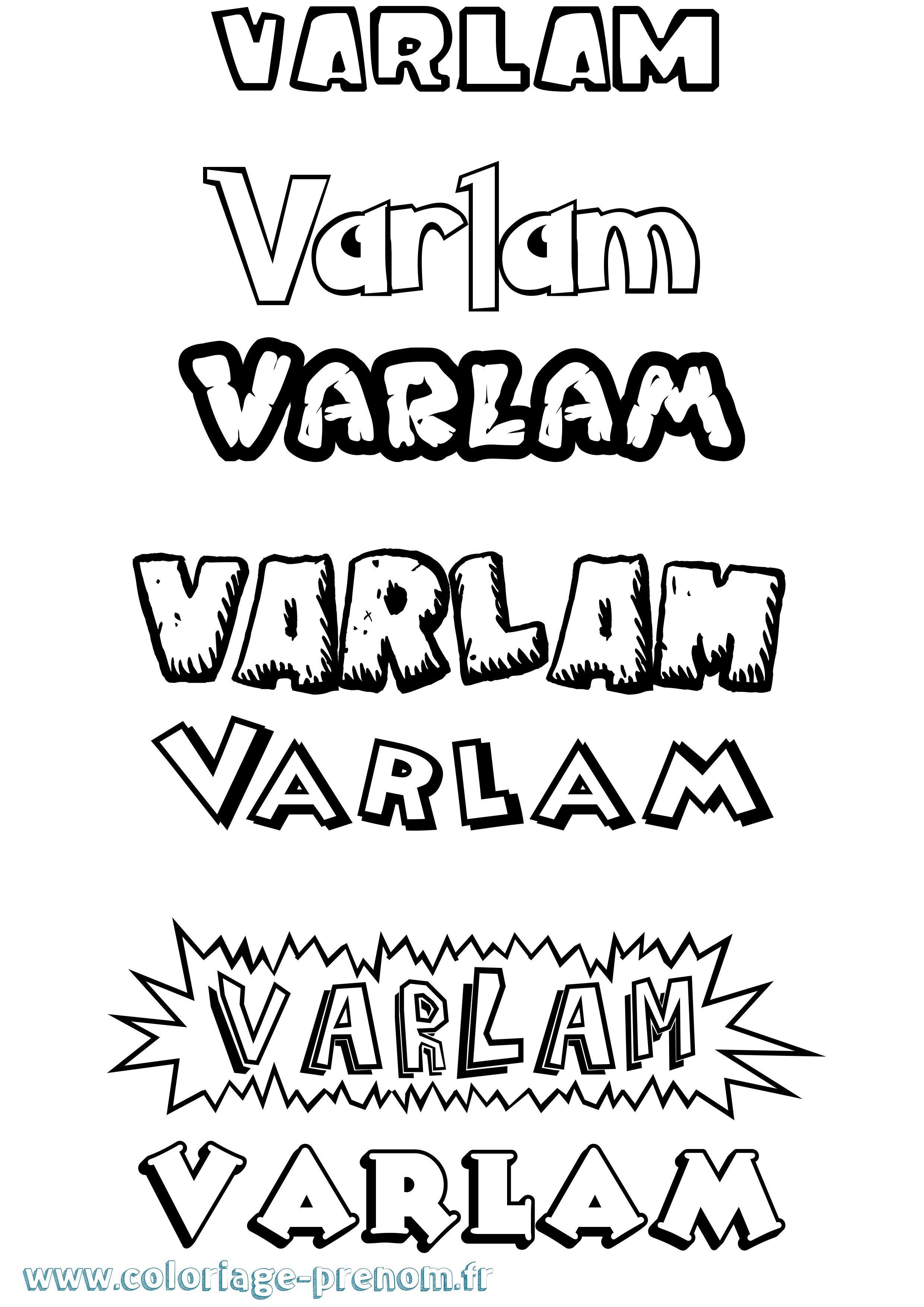 Coloriage Varlam Dessin Animé Coloriage prénom Varlam Dessin Animé