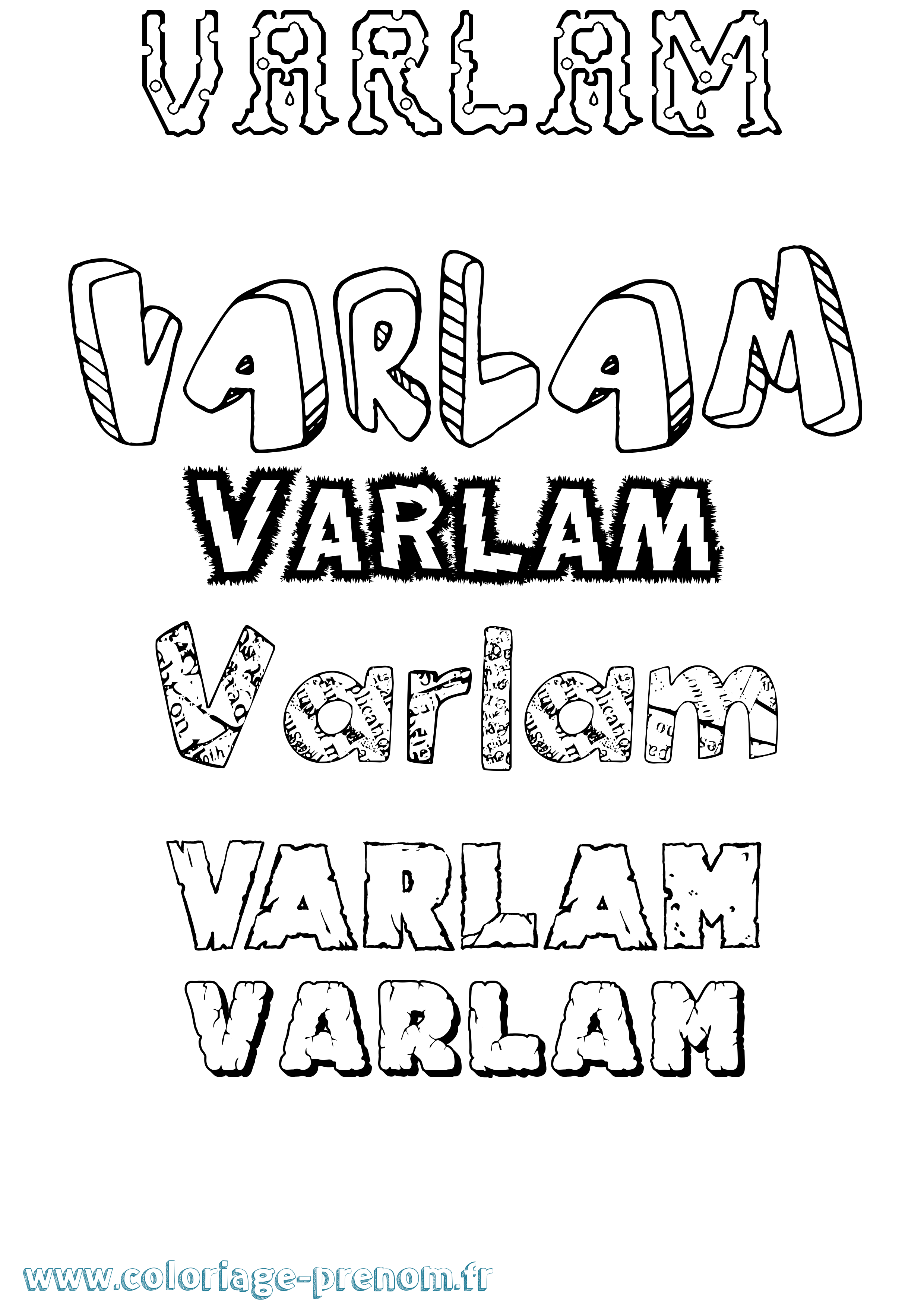 Coloriage Varlam Destructuré Coloriage prénom Varlam Destructuré