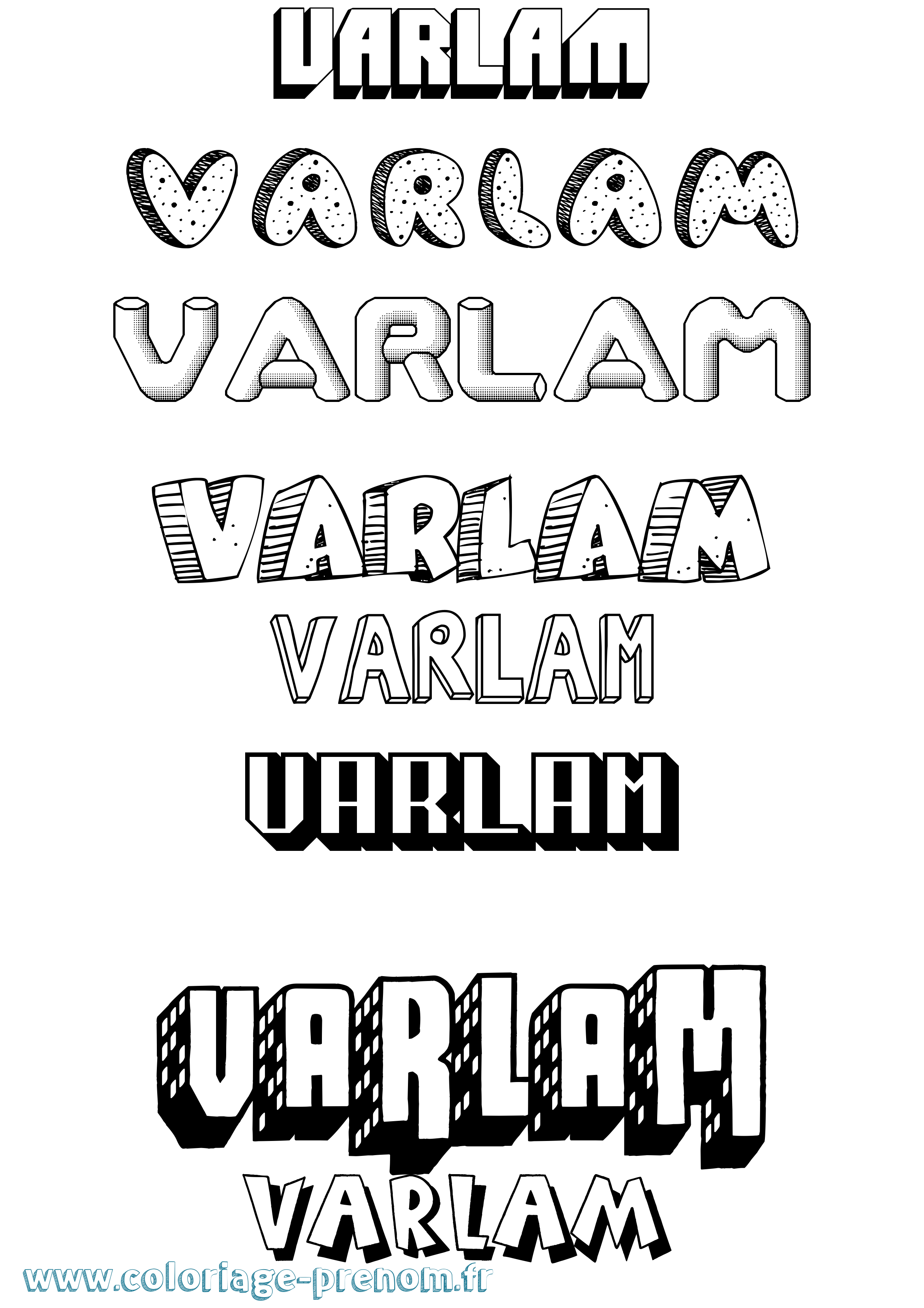Coloriage Varlam Effet 3D Coloriage prénom Varlam Effet 3D