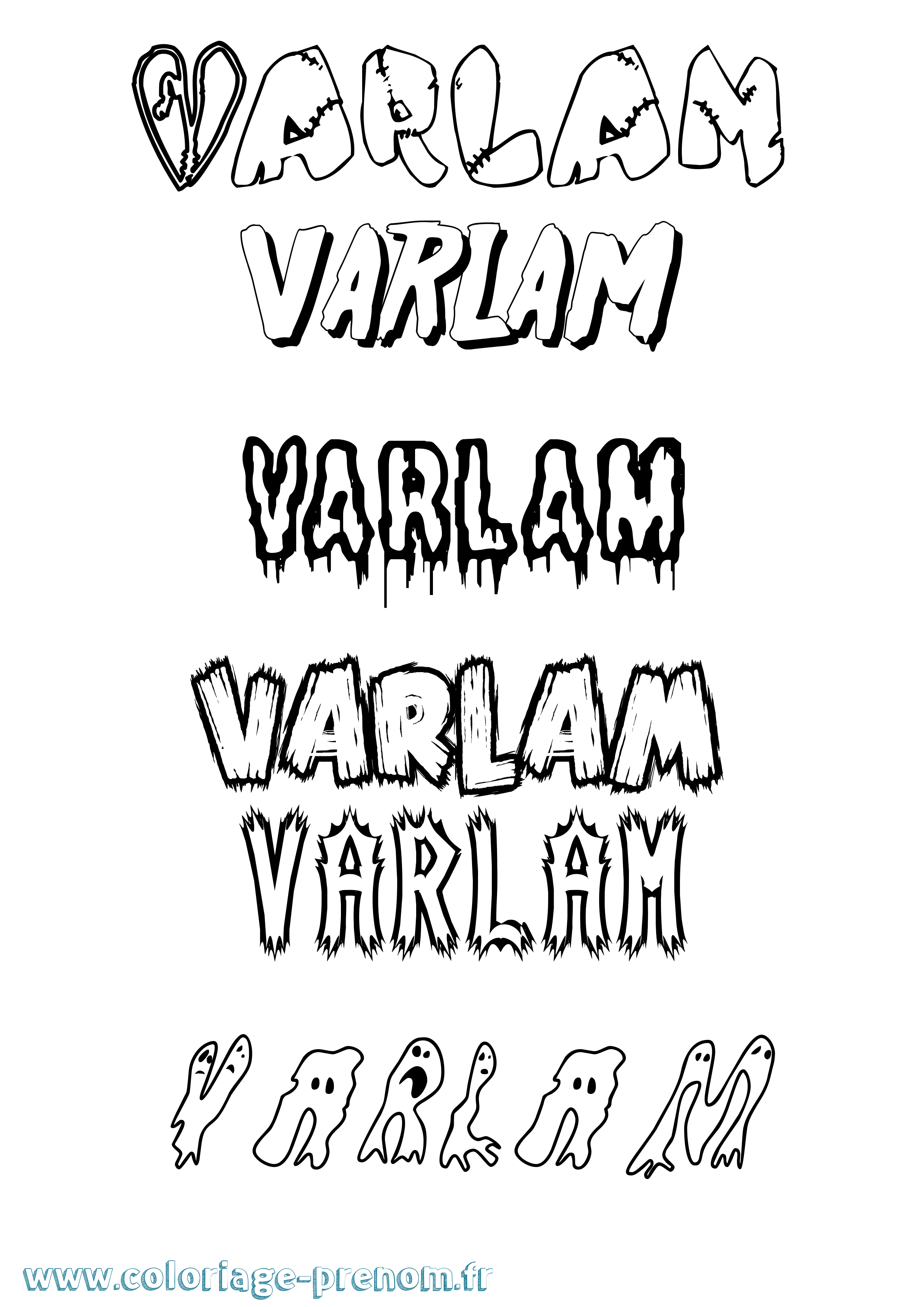Coloriage Varlam Frisson Coloriage prénom Varlam Frisson