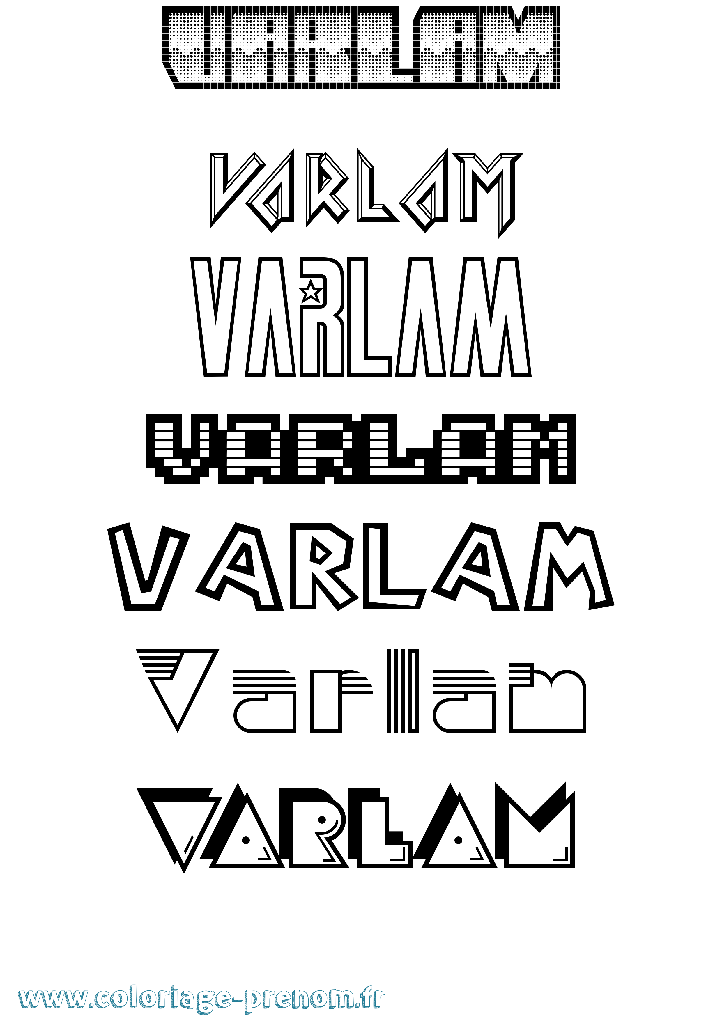 Coloriage Varlam Jeux Vidéos Coloriage prénom Varlam Jeux Vidéos