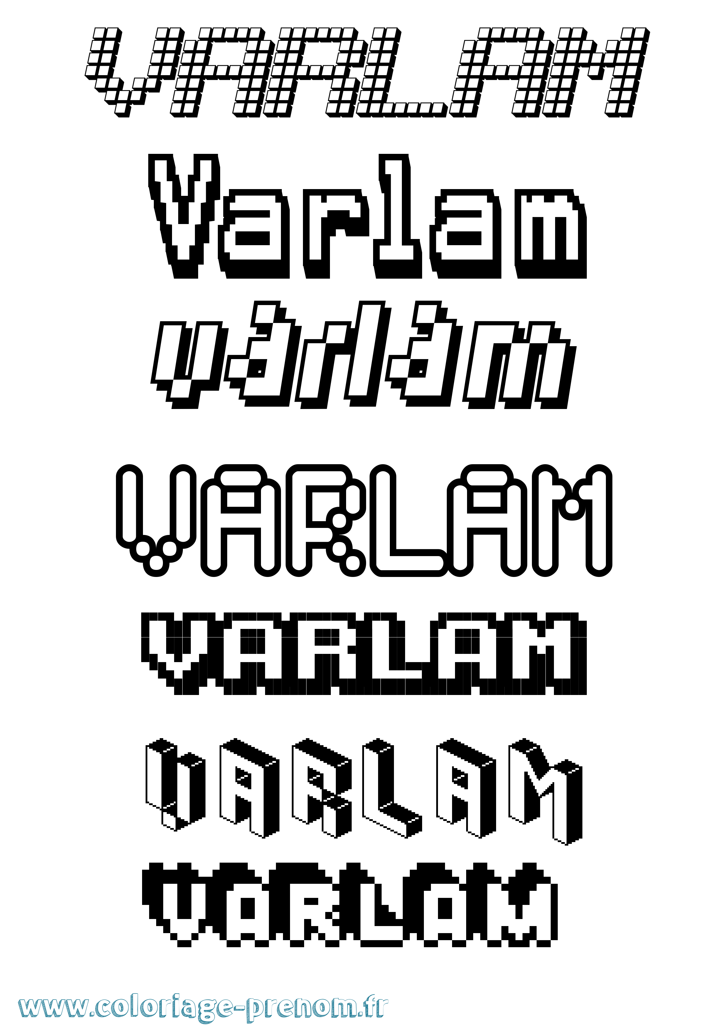 Coloriage Varlam Pixel Coloriage prénom Varlam Pixel