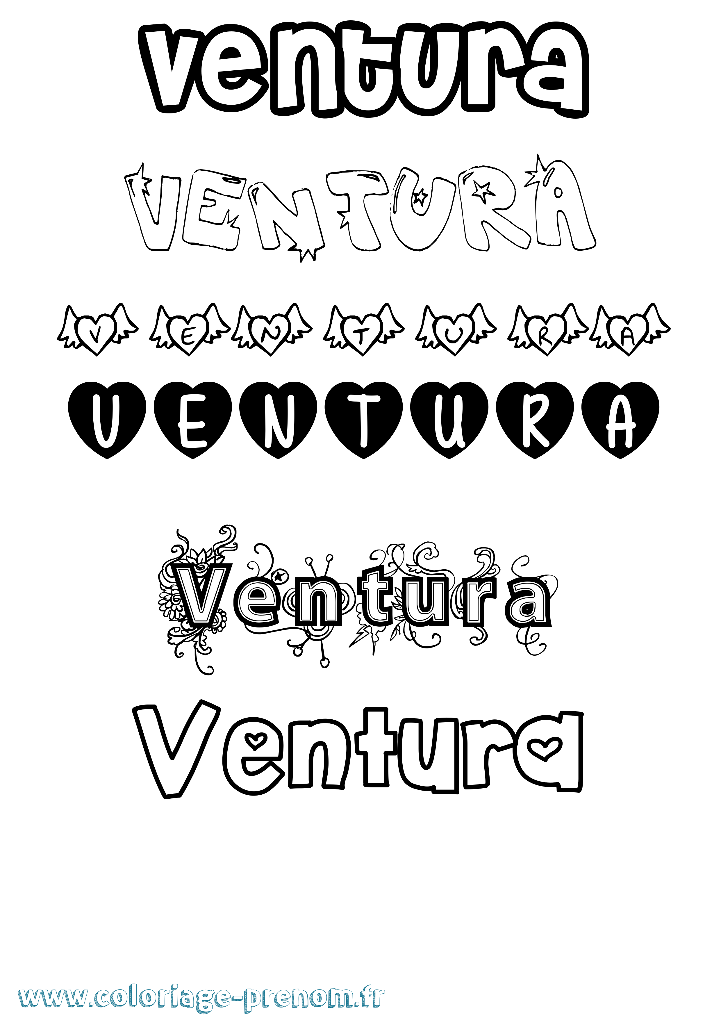 Coloriage Ventura Girly Coloriage prénom Ventura Girly