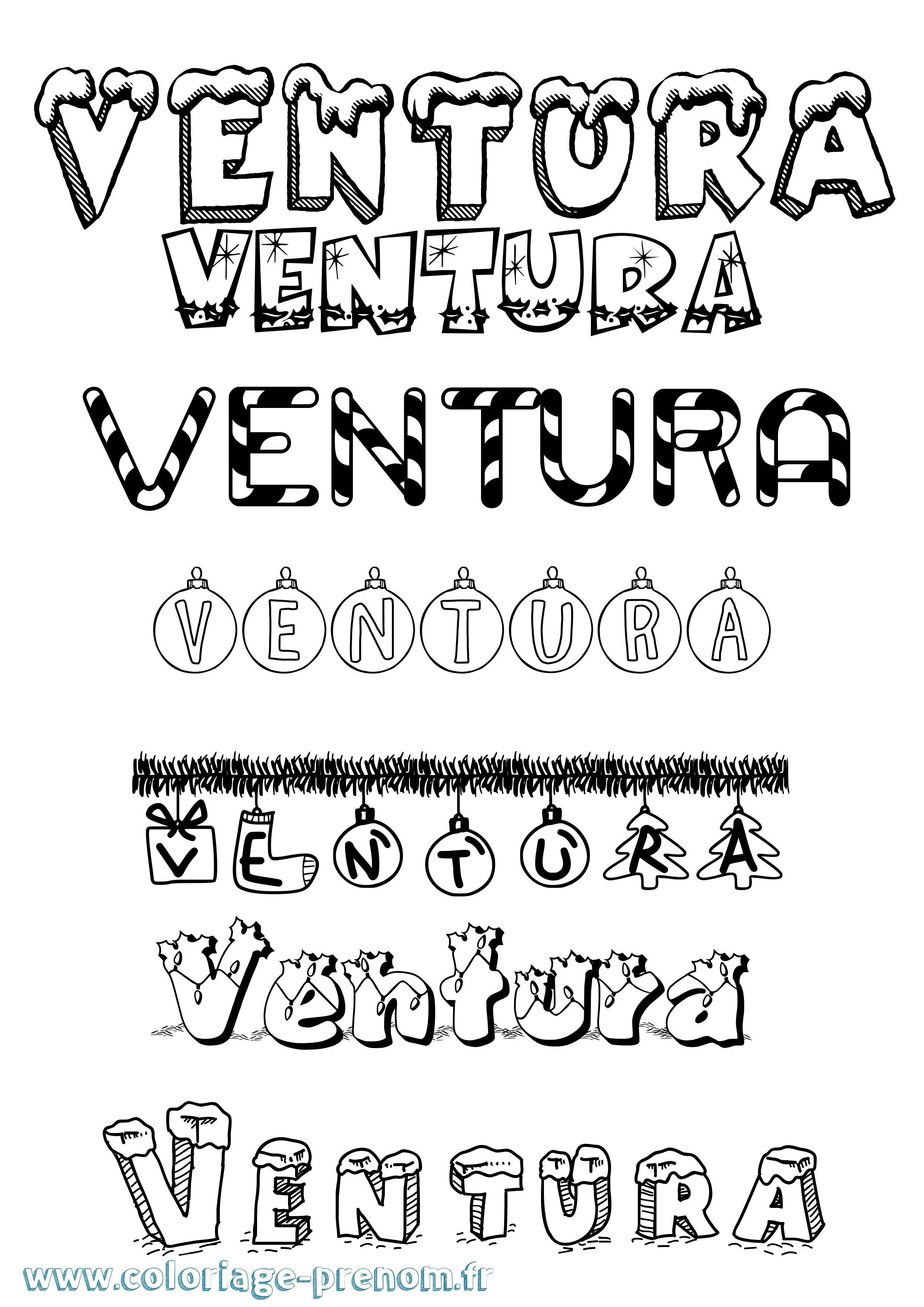 Coloriage Ventura Noël Coloriage prénom Ventura Noël