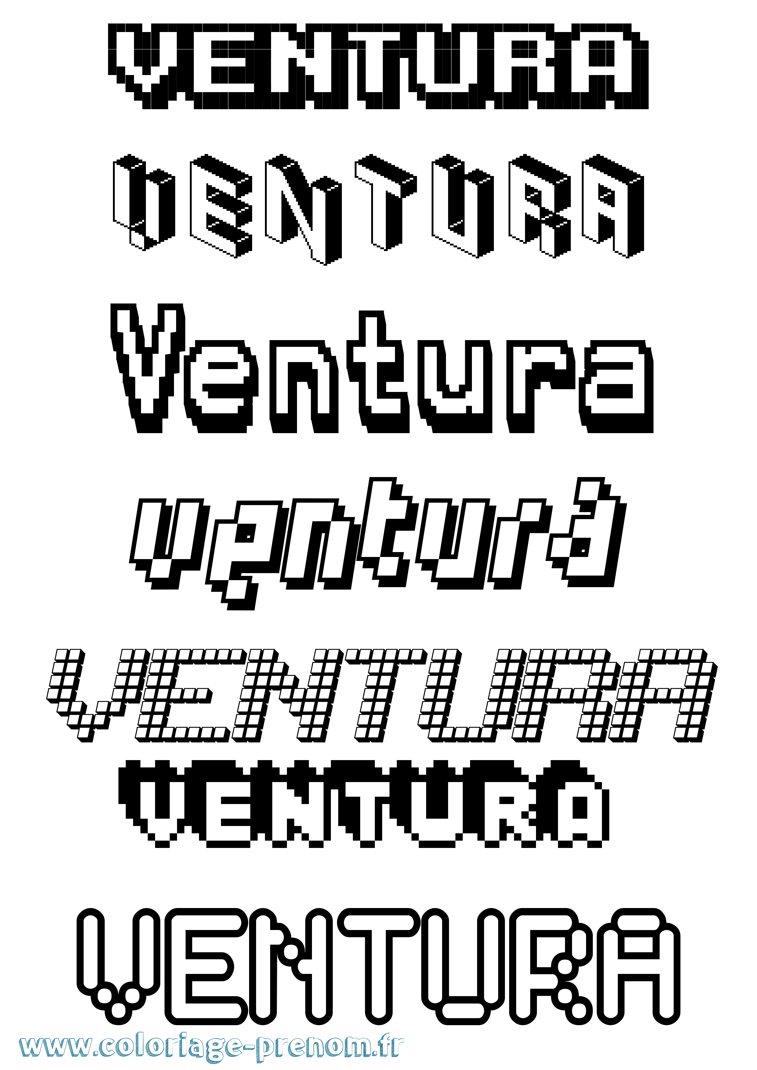 Coloriage Ventura Pixel Coloriage prénom Ventura Pixel