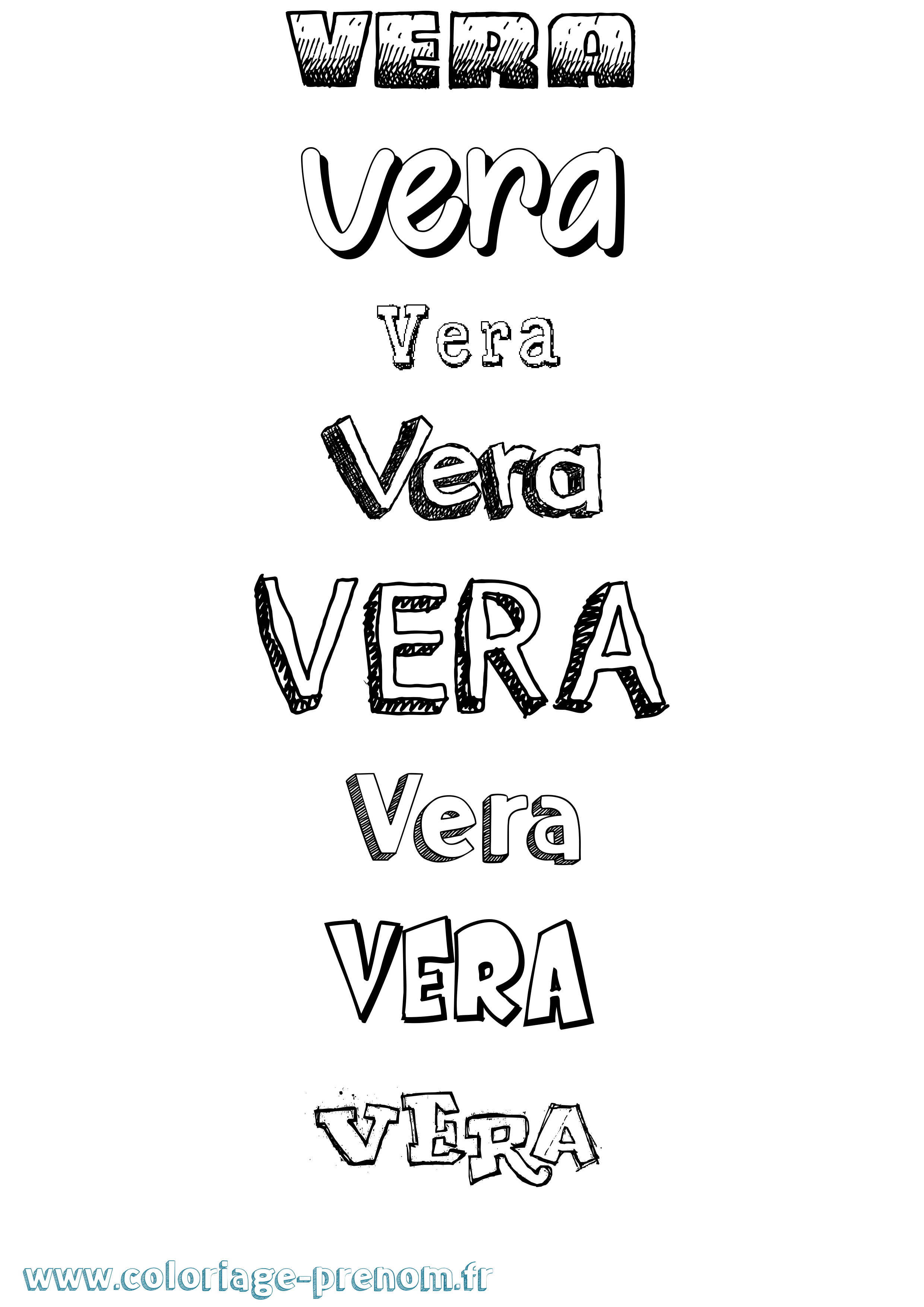 Coloriage Vera Dessiné Coloriage prénom Vera Dessiné