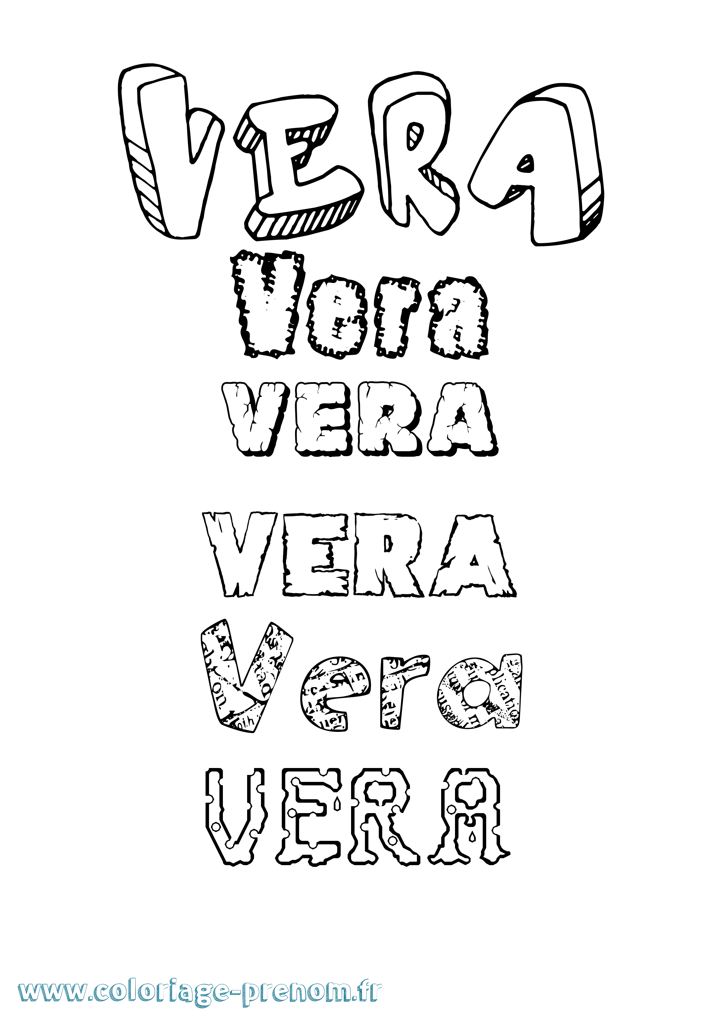 Coloriage Vera Destructuré Coloriage prénom Vera Destructuré