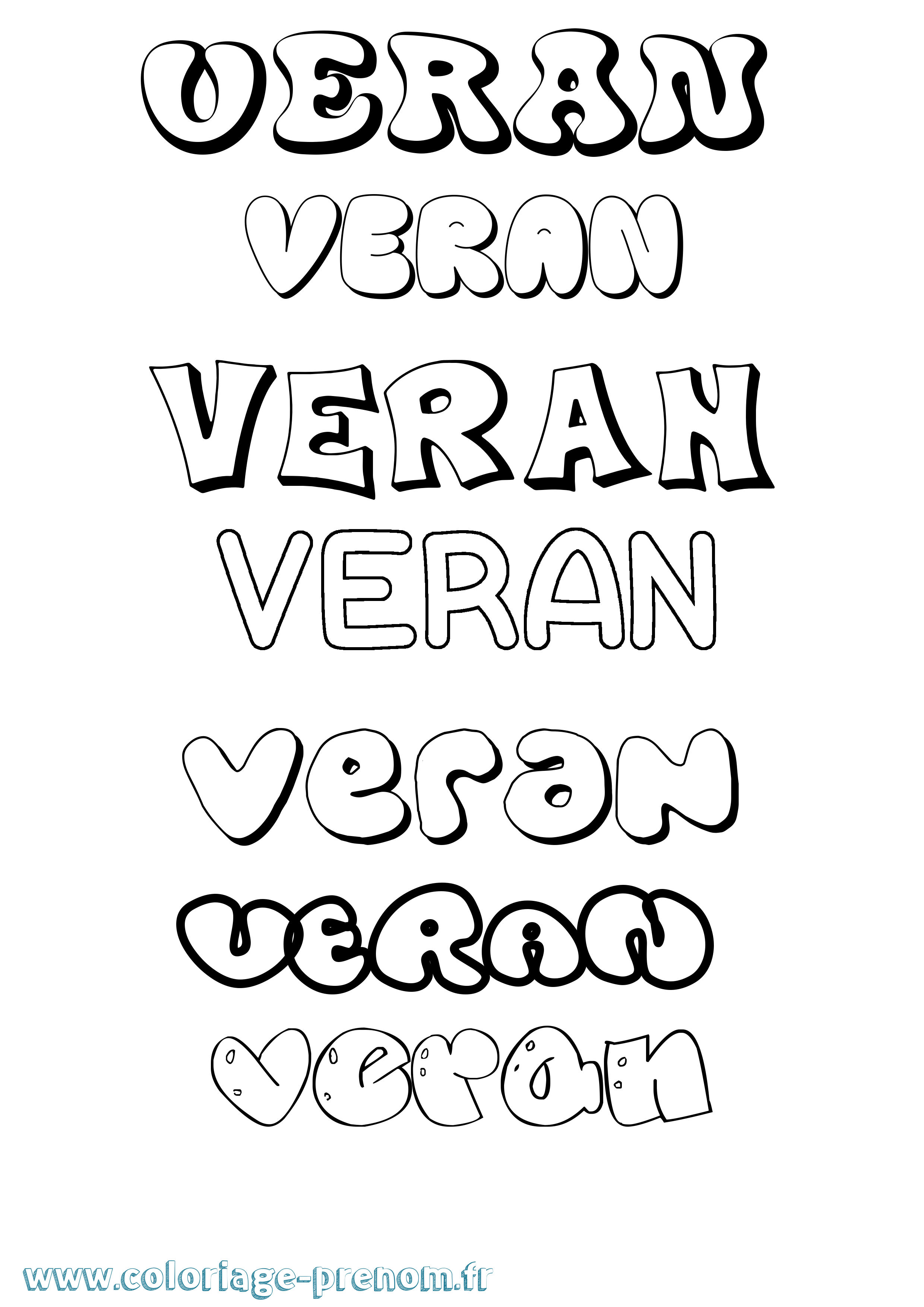Coloriage Veran Bubble Coloriage prénom Veran Bubble