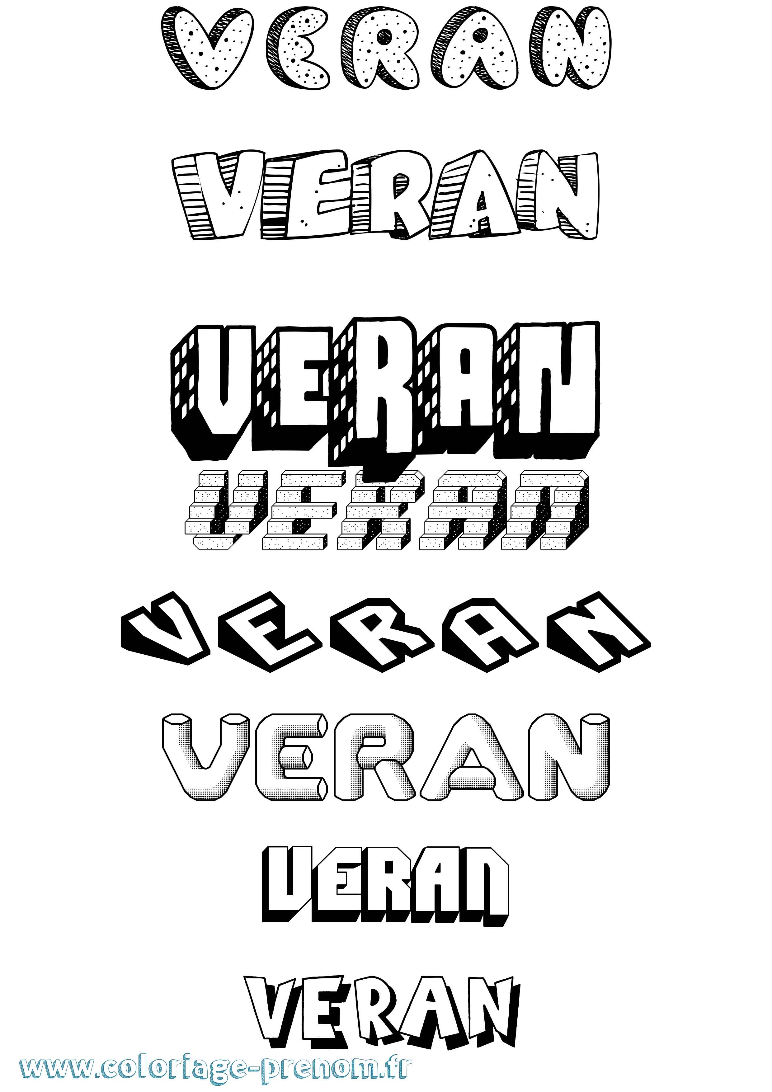 Coloriage Veran Effet 3D Coloriage prénom Veran Effet 3D