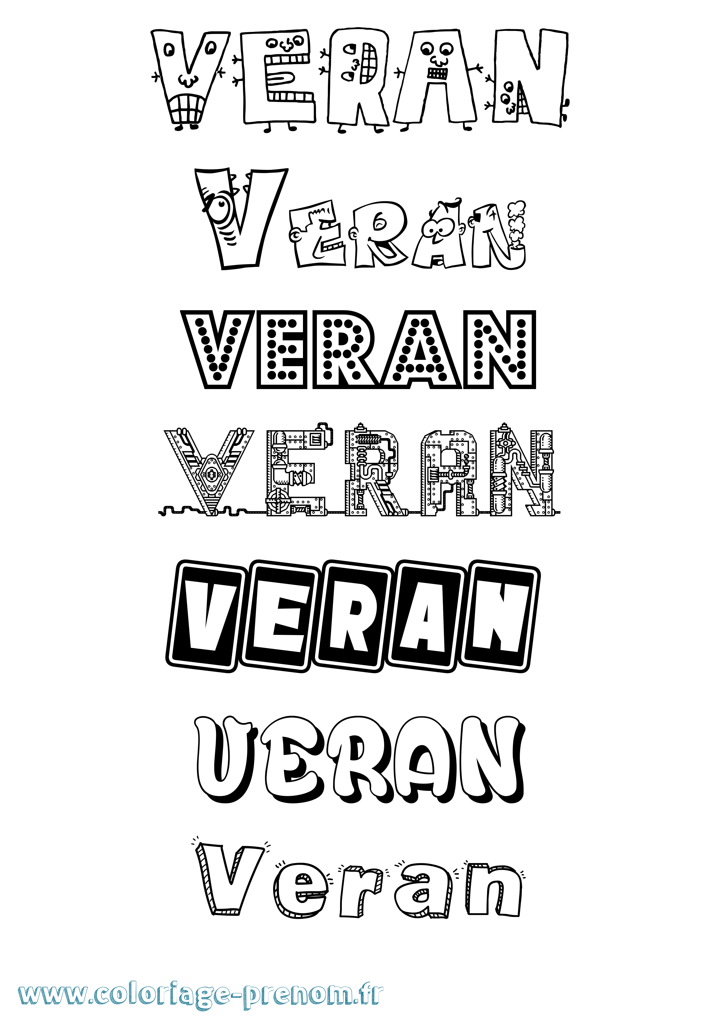 Coloriage Veran Fun Coloriage prénom Veran Fun