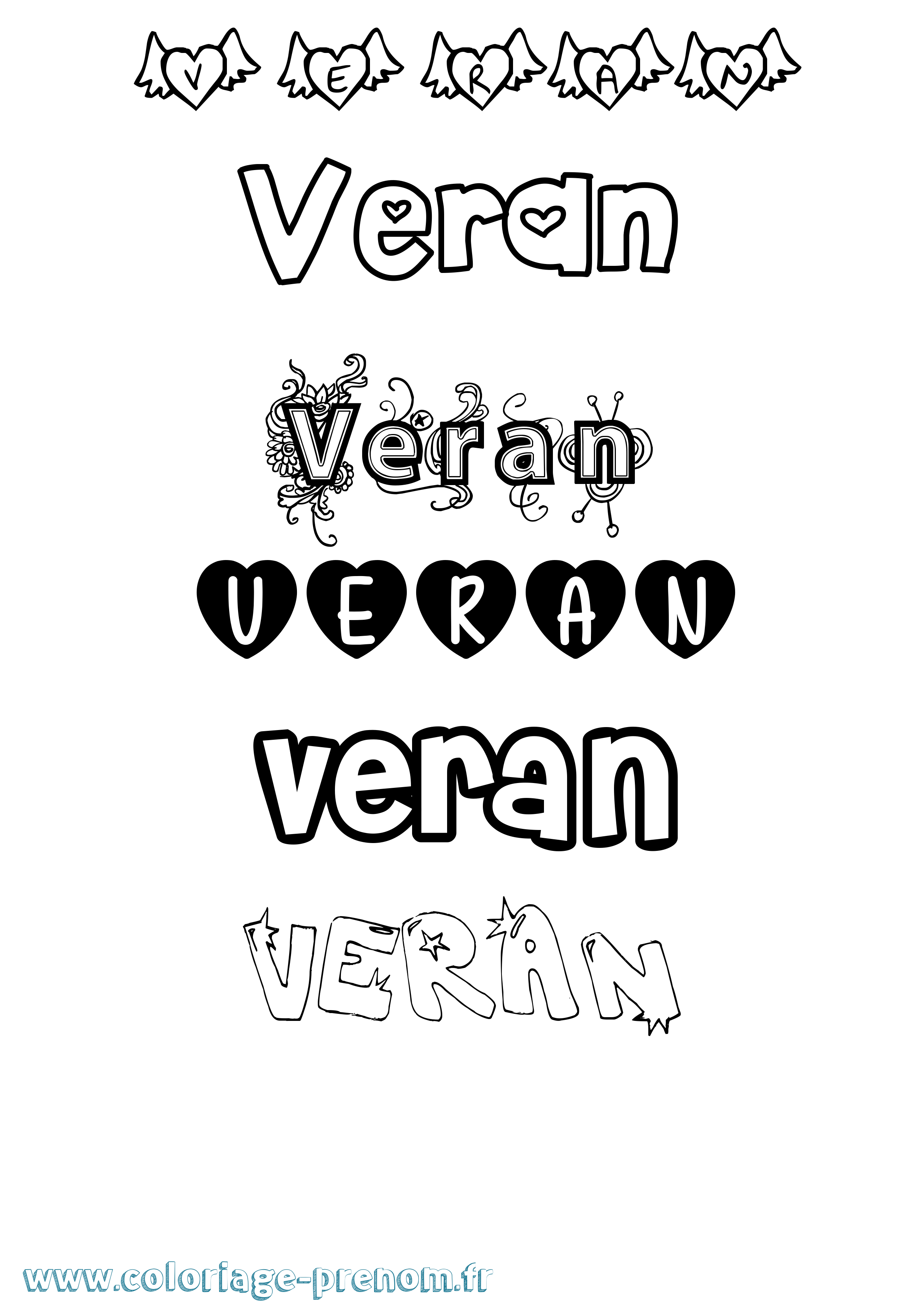 Coloriage Veran Girly Coloriage prénom Veran Girly