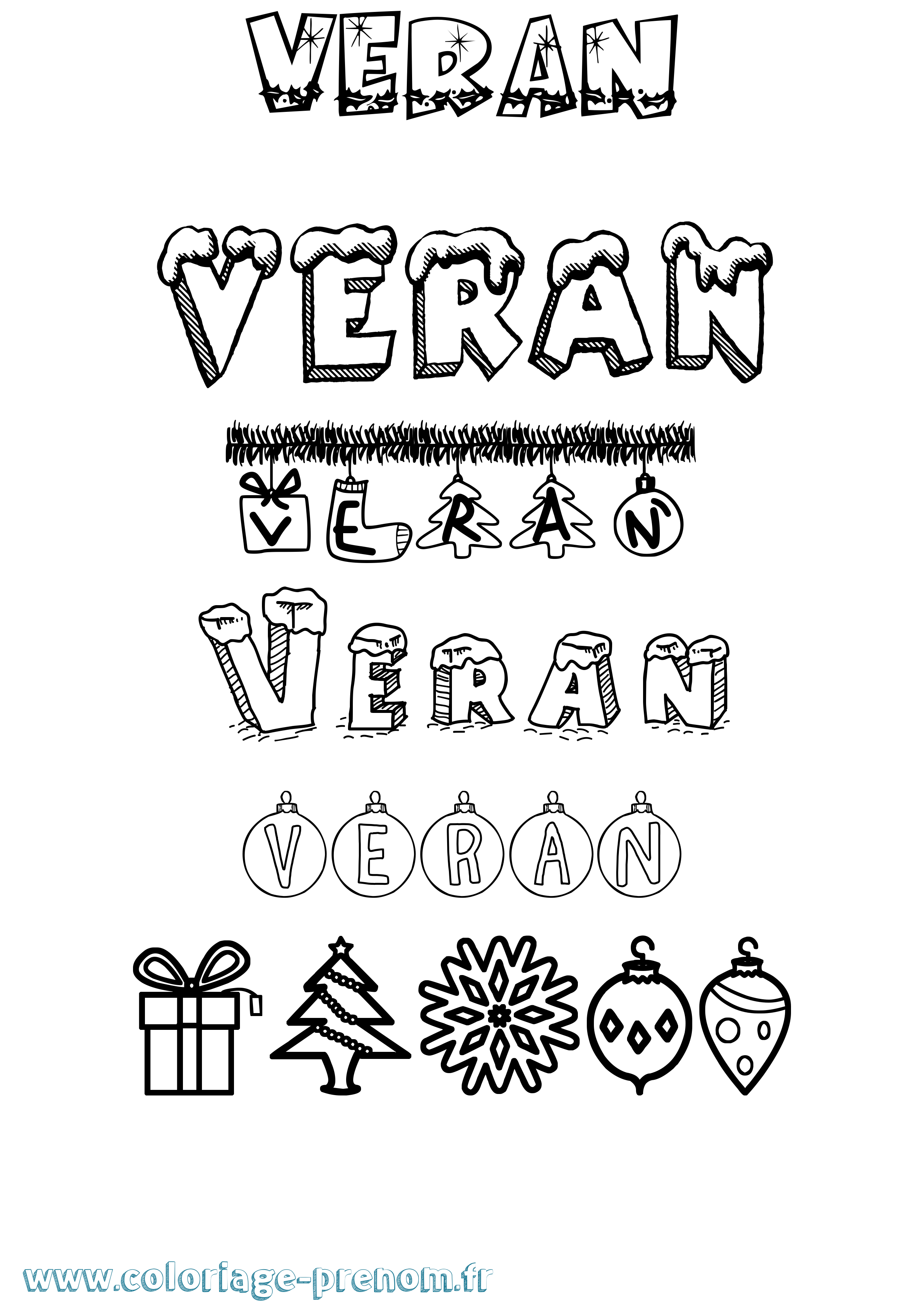 Coloriage Veran Noël Coloriage prénom Veran Noël