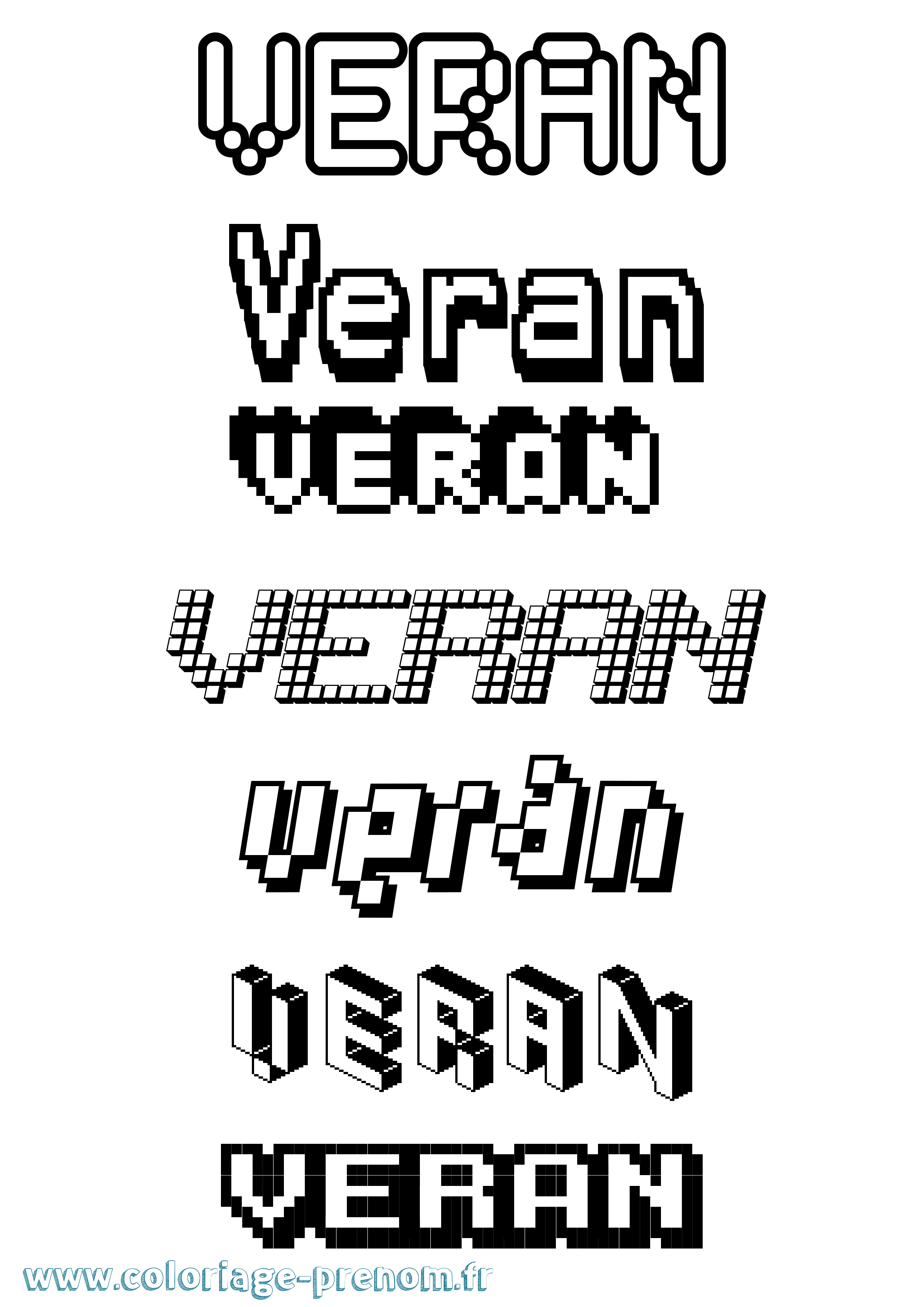 Coloriage Veran Pixel Coloriage prénom Veran Pixel