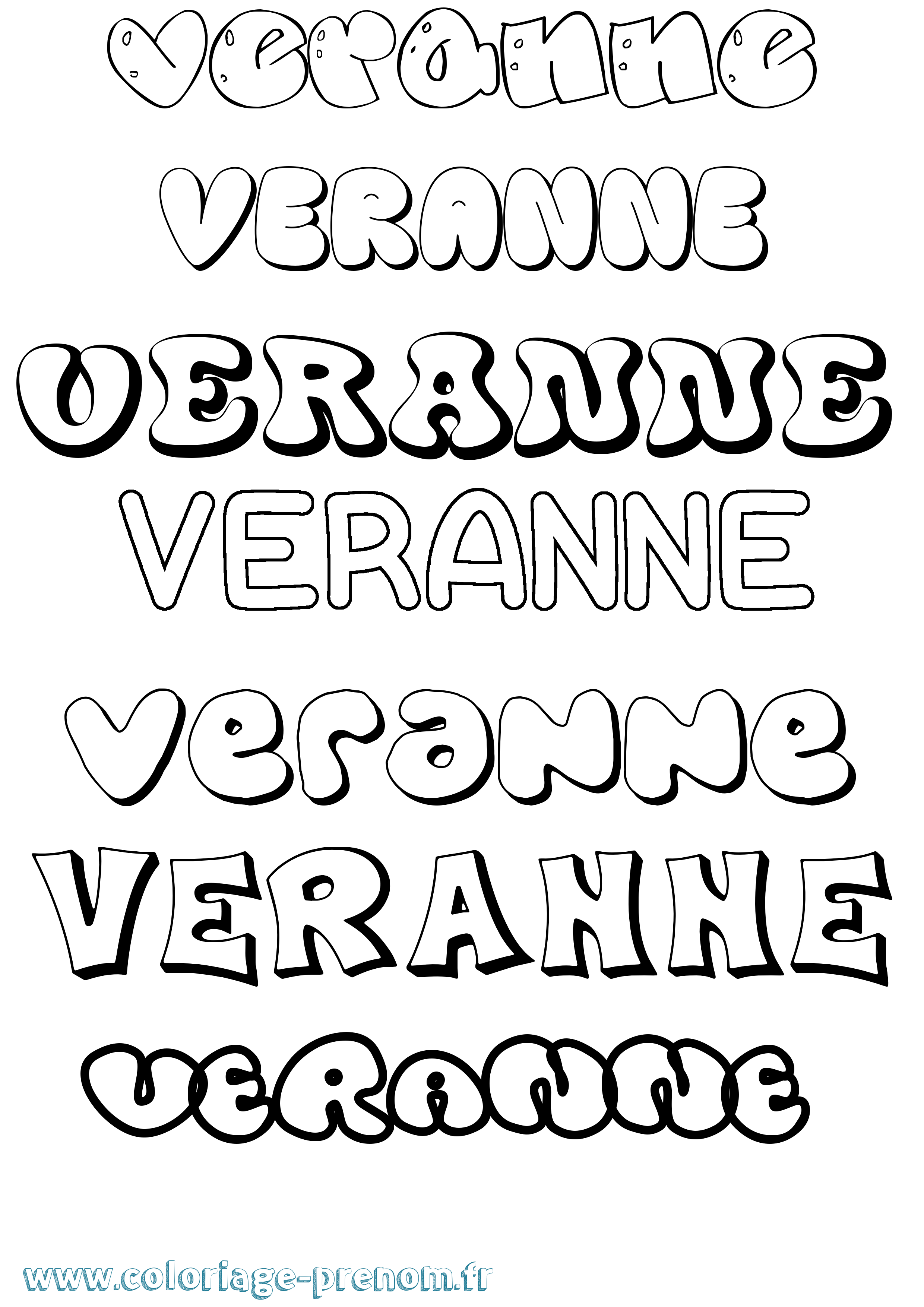 Coloriage Veranne Bubble Coloriage prénom Veranne Bubble