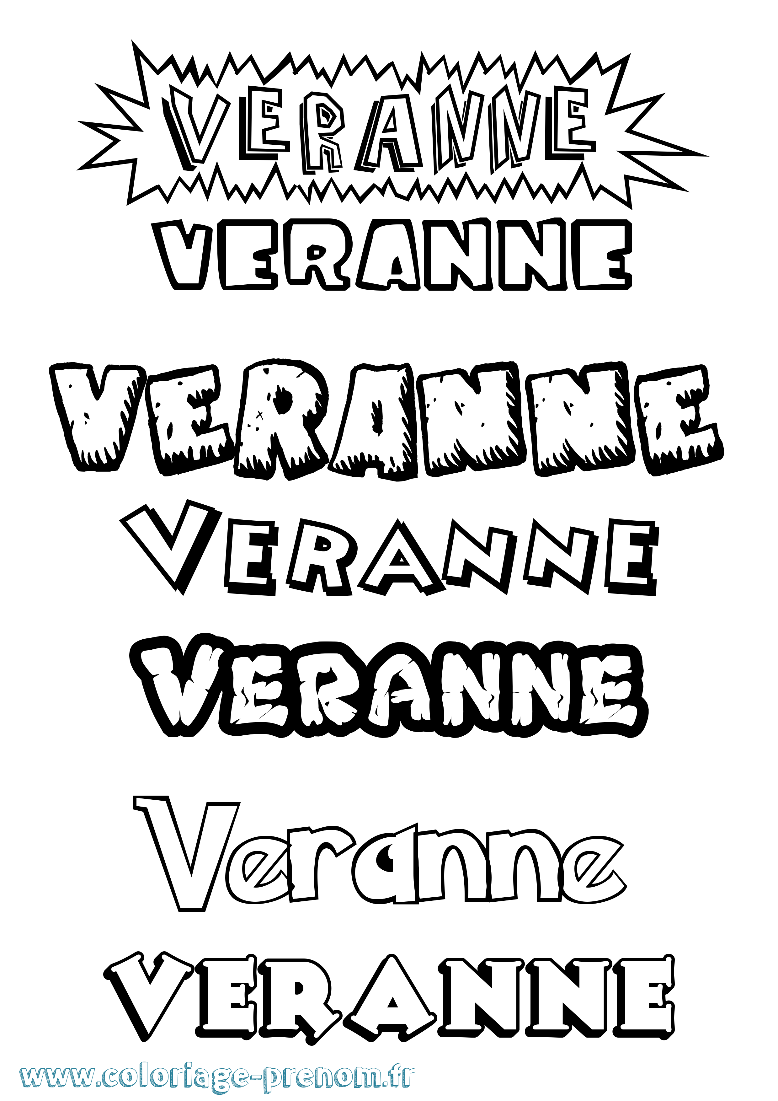 Coloriage Veranne Dessin Animé Coloriage prénom Veranne Dessin Animé