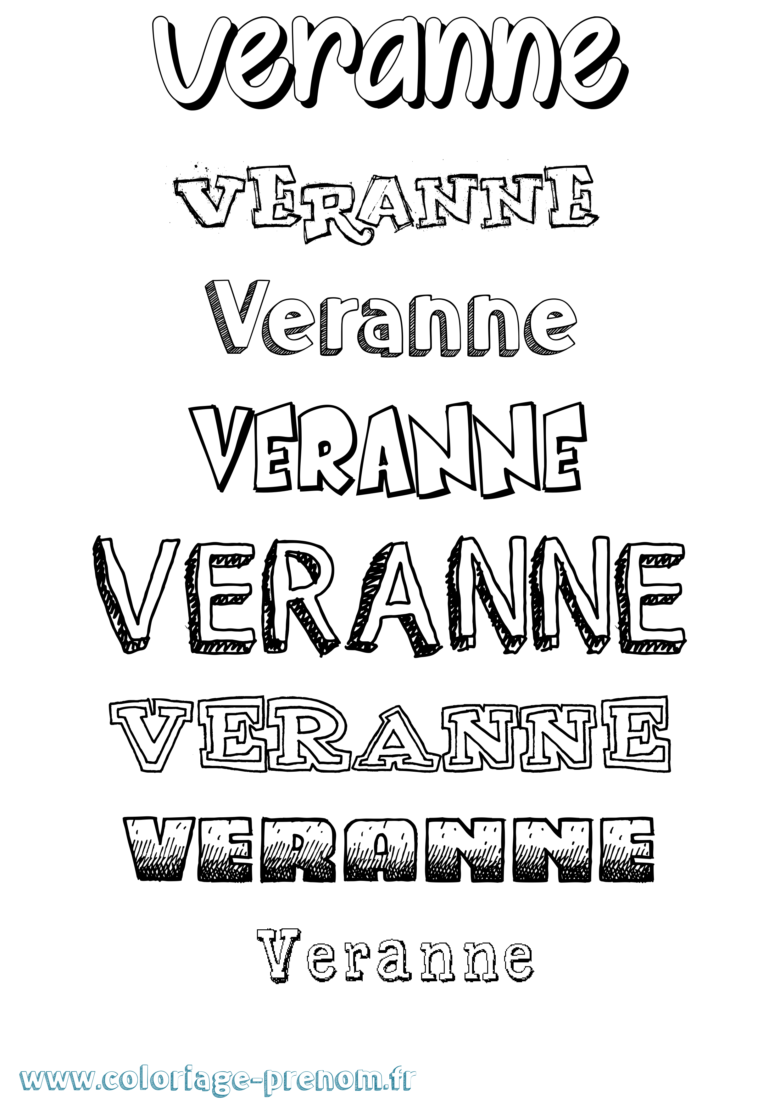 Coloriage Veranne Dessiné Coloriage prénom Veranne Dessiné