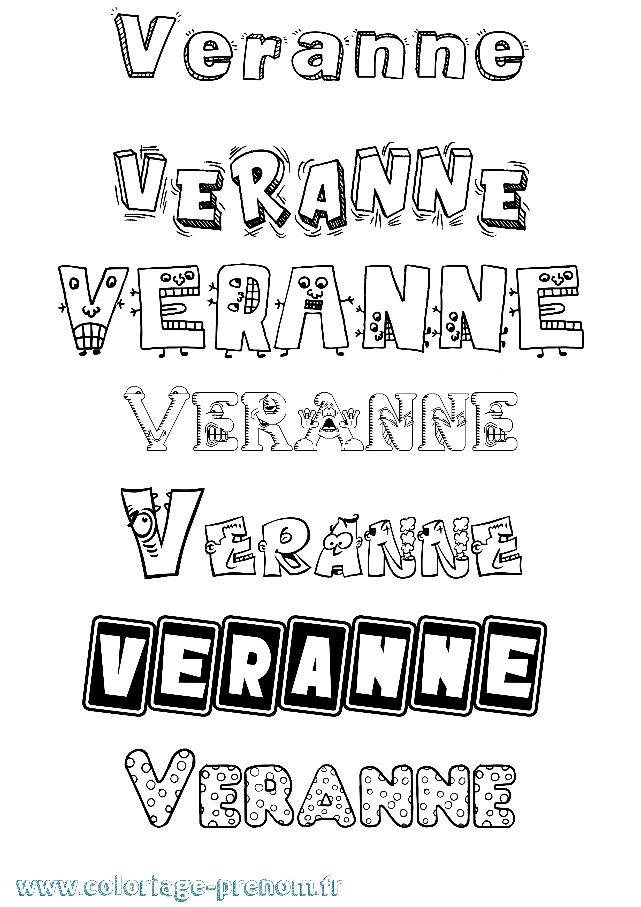 Coloriage Veranne Fun Coloriage prénom Veranne Fun