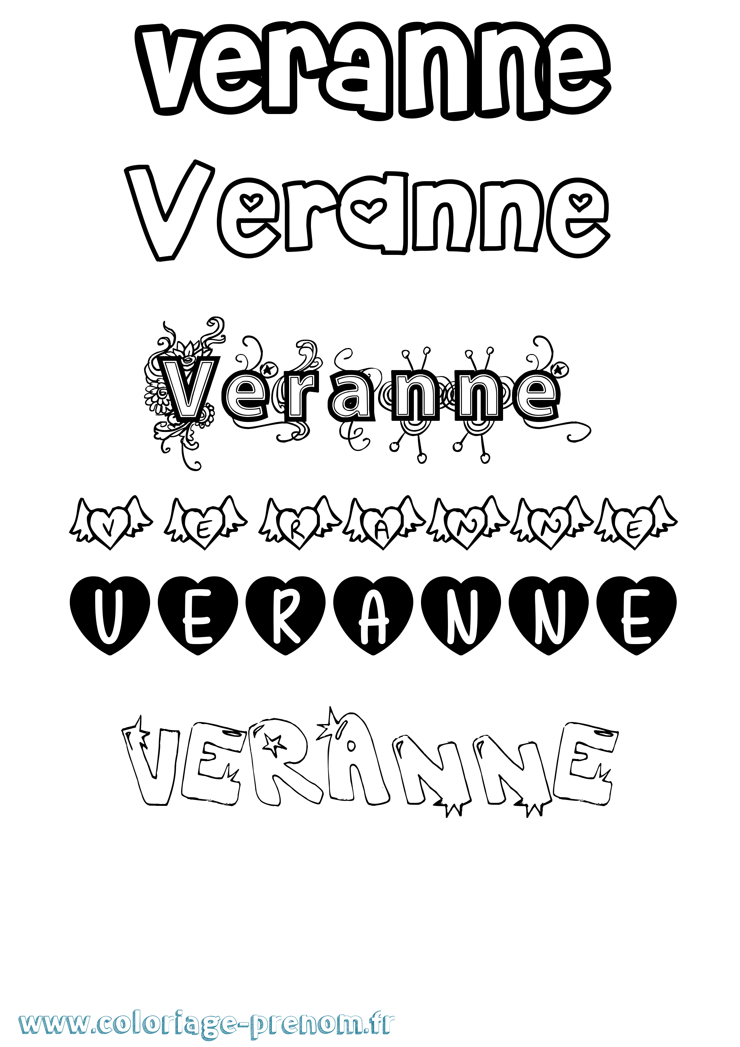 Coloriage Veranne Girly Coloriage prénom Veranne Girly