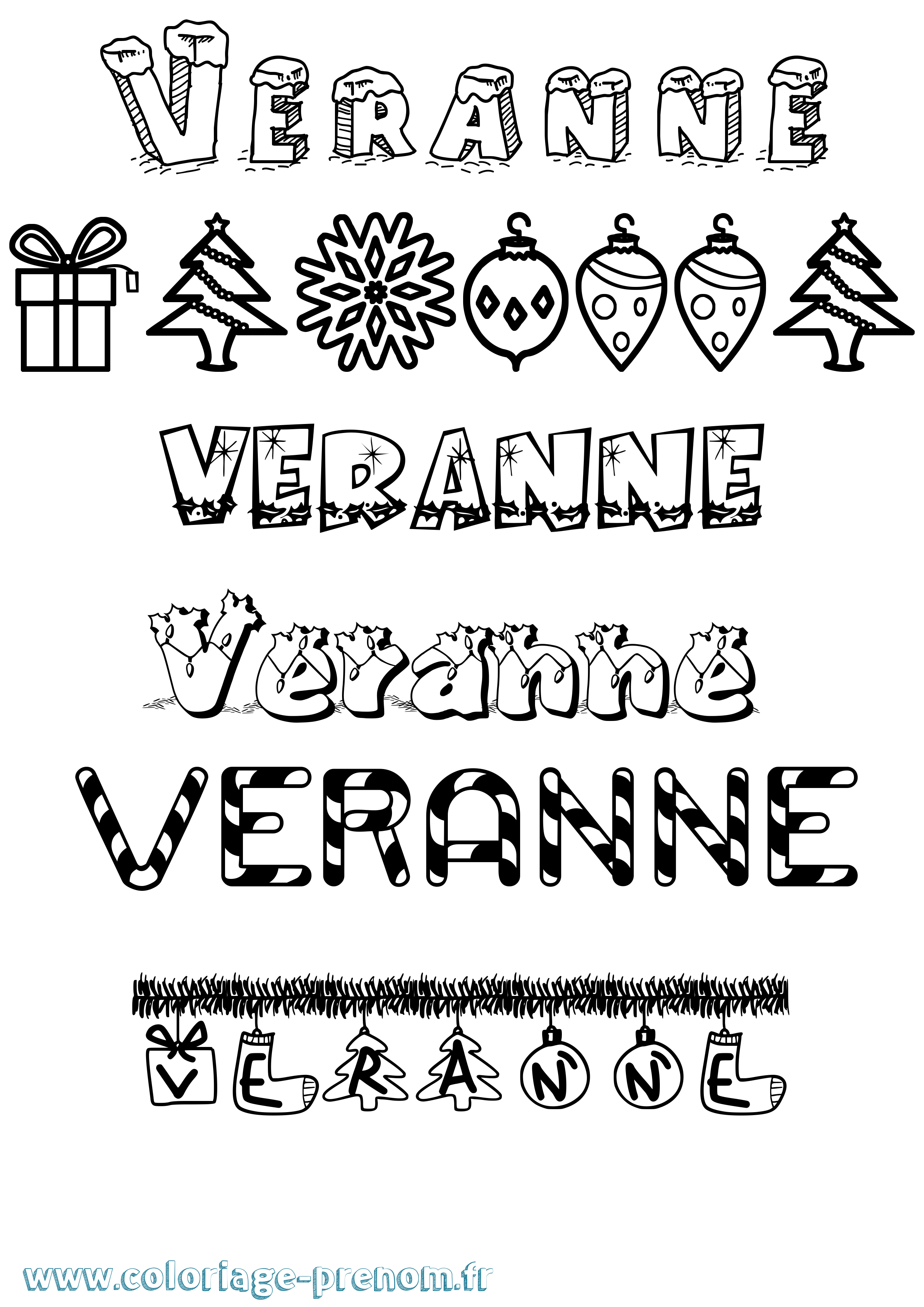 Coloriage Veranne Noël Coloriage prénom Veranne Noël