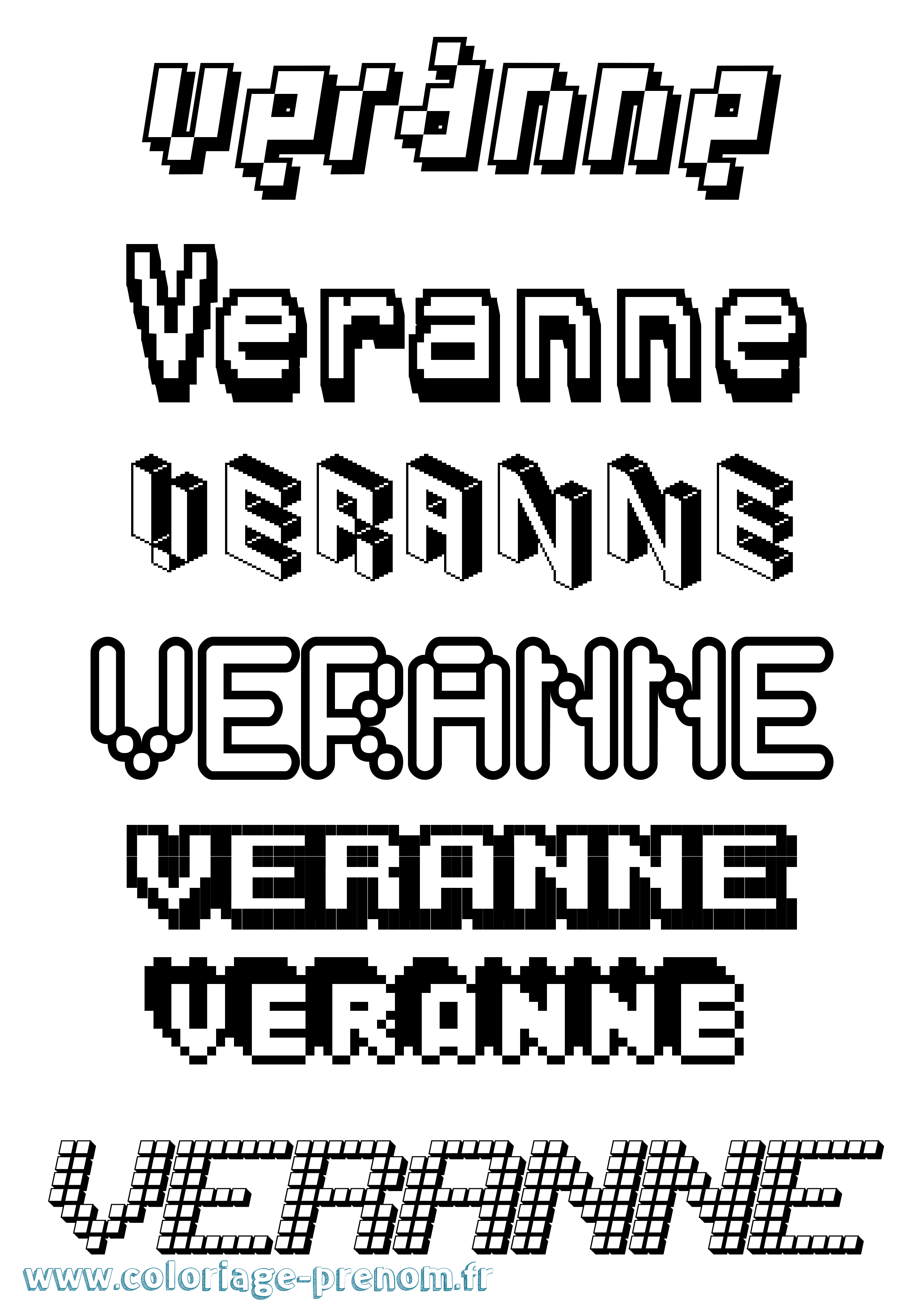 Coloriage Veranne Pixel Coloriage prénom Veranne Pixel