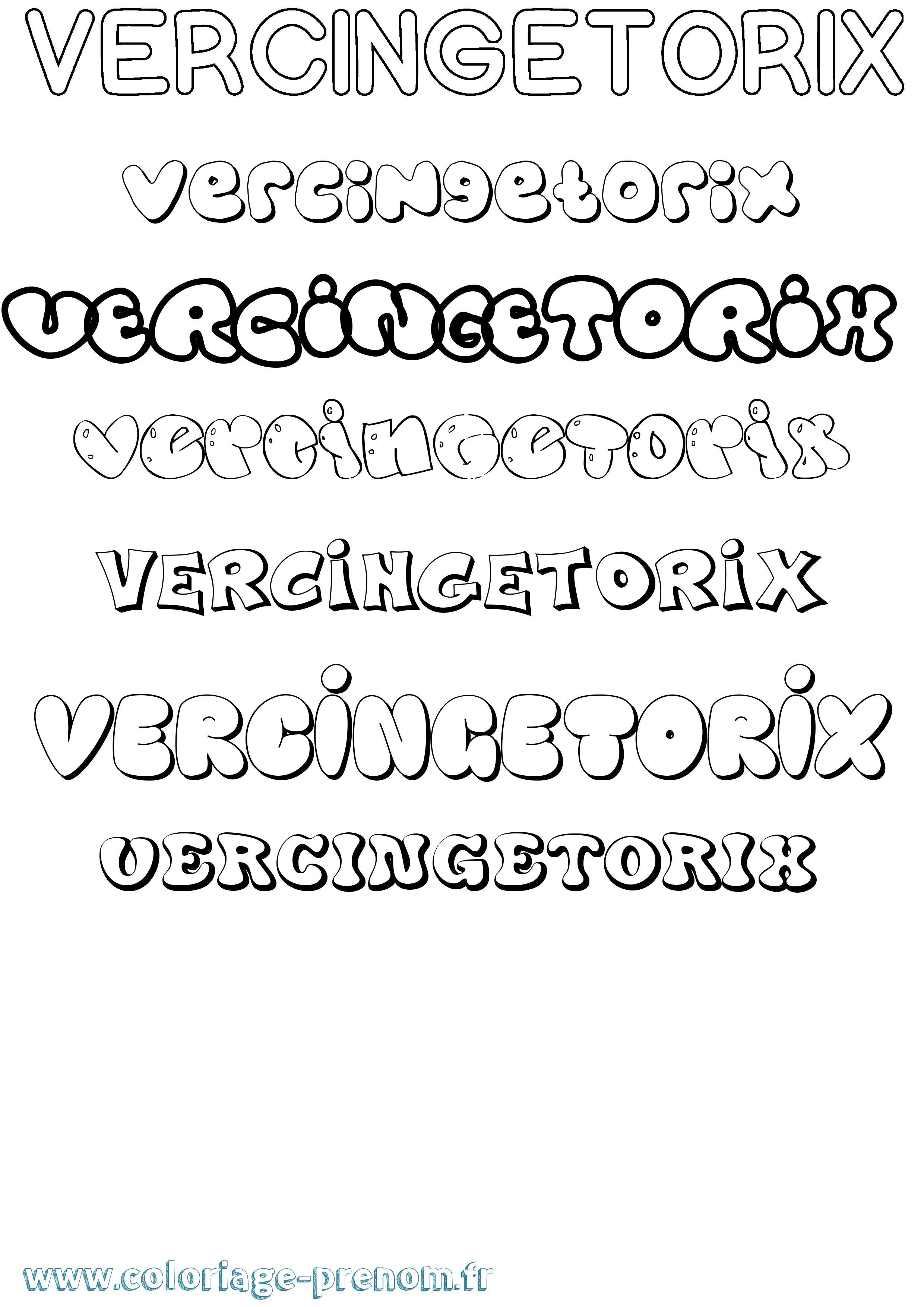 Coloriage Vercingetorix Bubble Coloriage prénom Vercingetorix Bubble