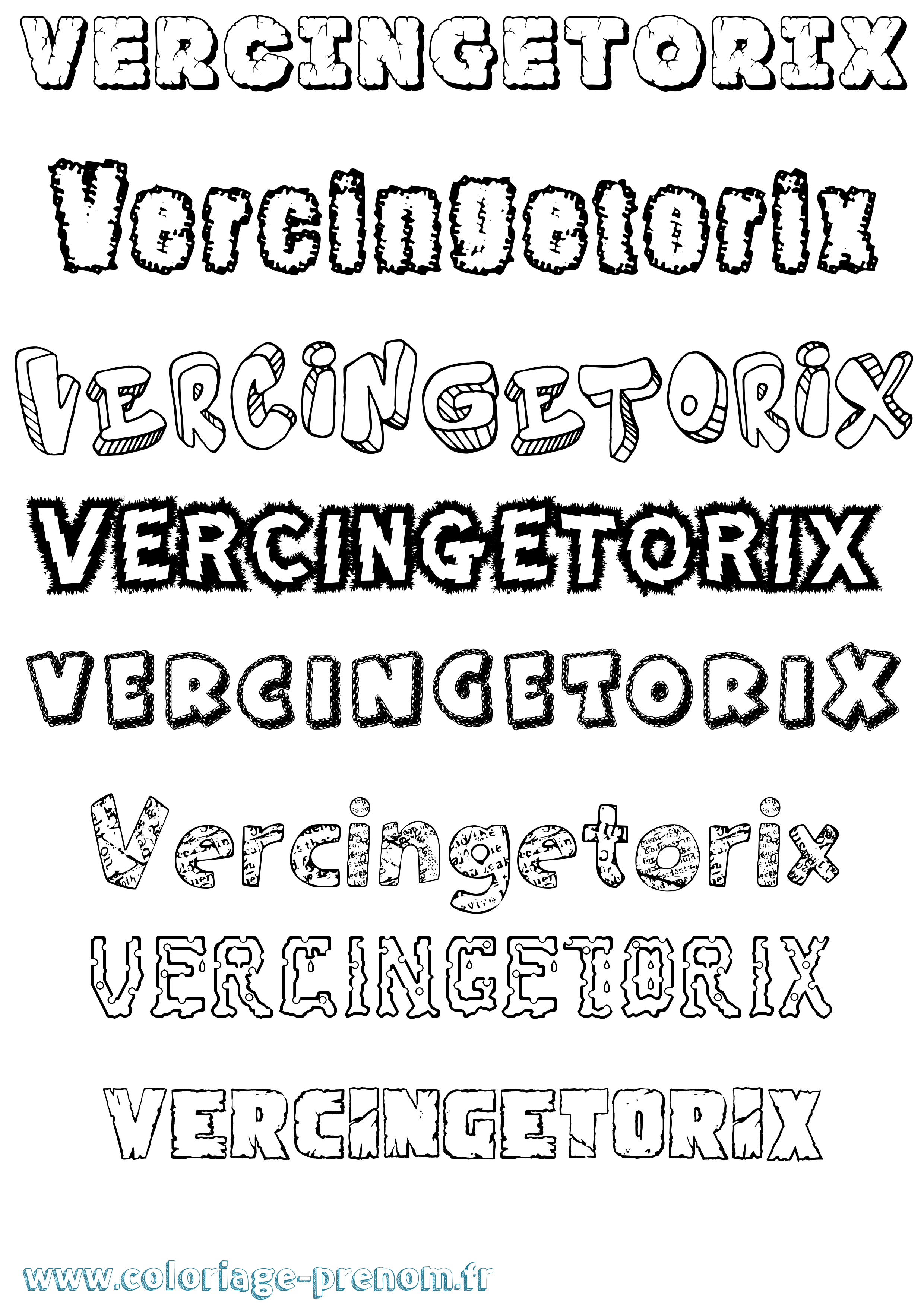 Coloriage Vercingetorix Destructuré Coloriage prénom Vercingetorix Destructuré