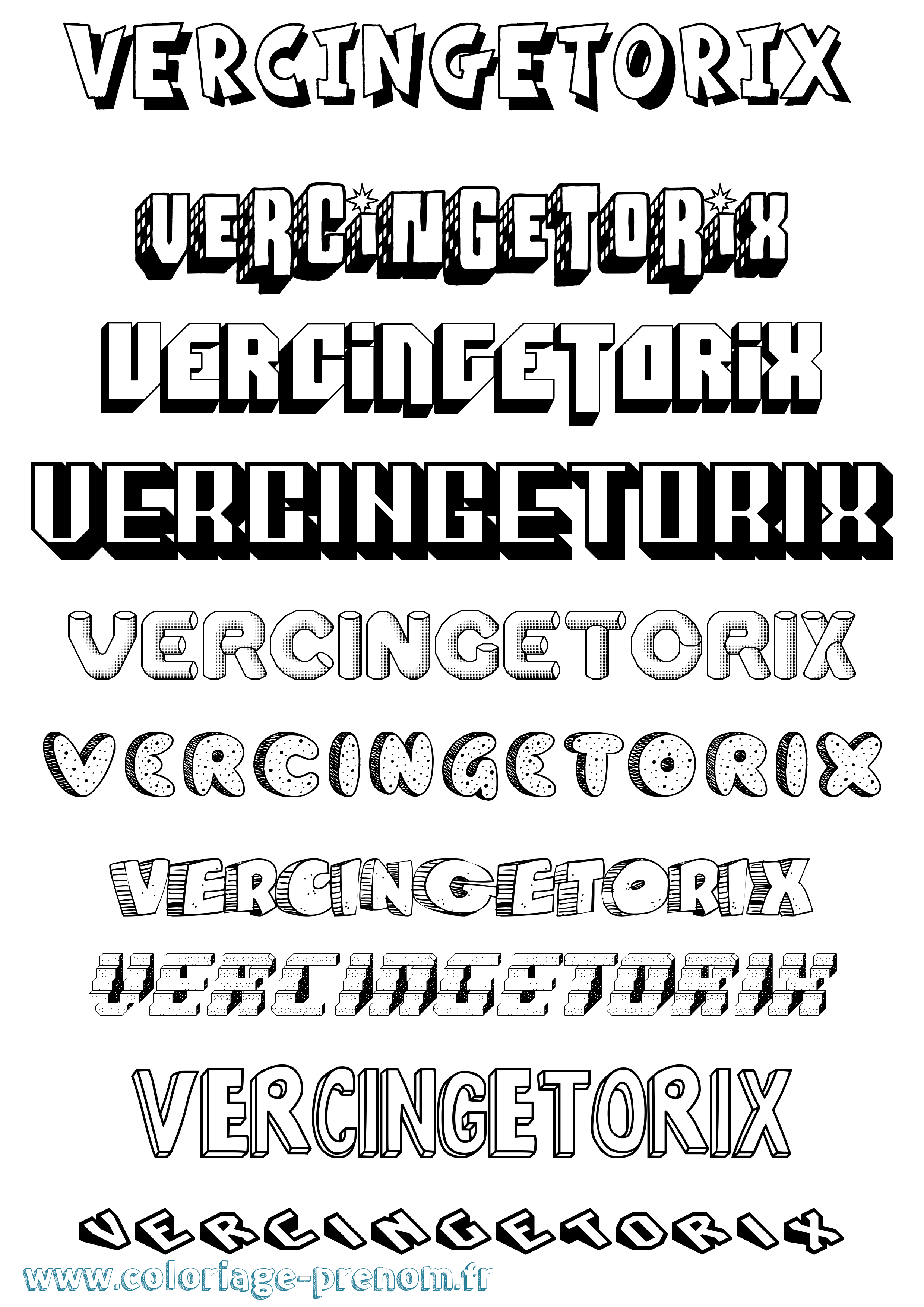 Coloriage Vercingetorix Effet 3D Coloriage prénom Vercingetorix Effet 3D